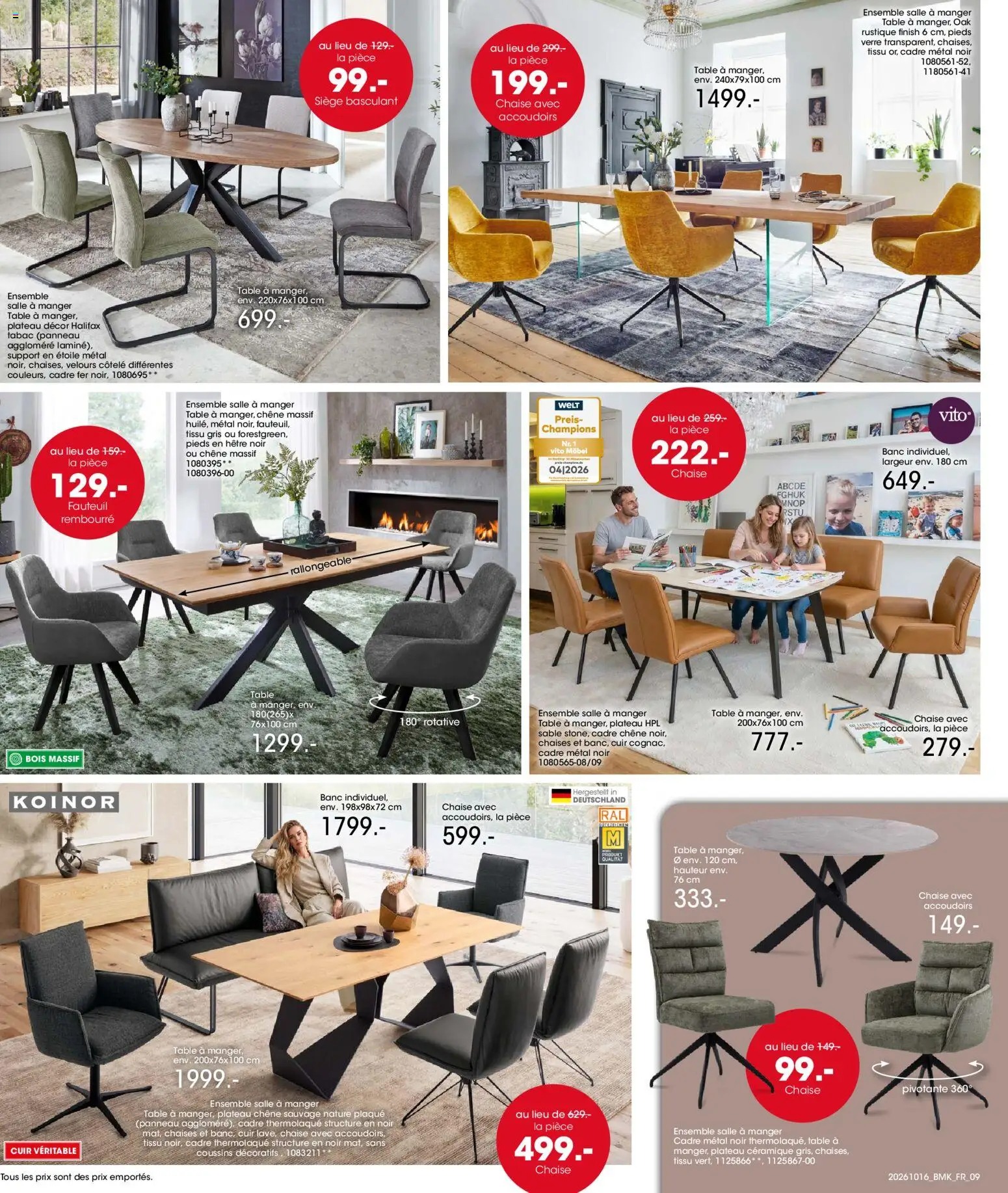 {H1} | Page: 9 | Produits: Plateau, Chaises, Fauteuil, Chaise