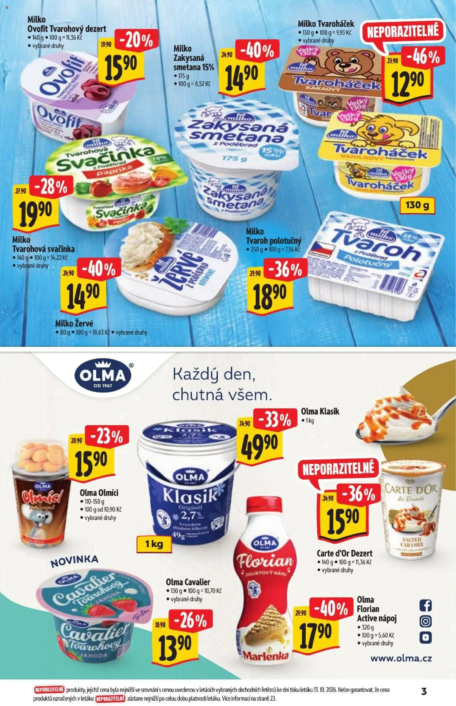 Albert leták - Hypermarket - Nabídka ve značkové kvalitě od 21.10.2026 | Strana: 3 | Produkty: Tvarohový dezert, Smetana, Jogurtový nápoj, Dezert