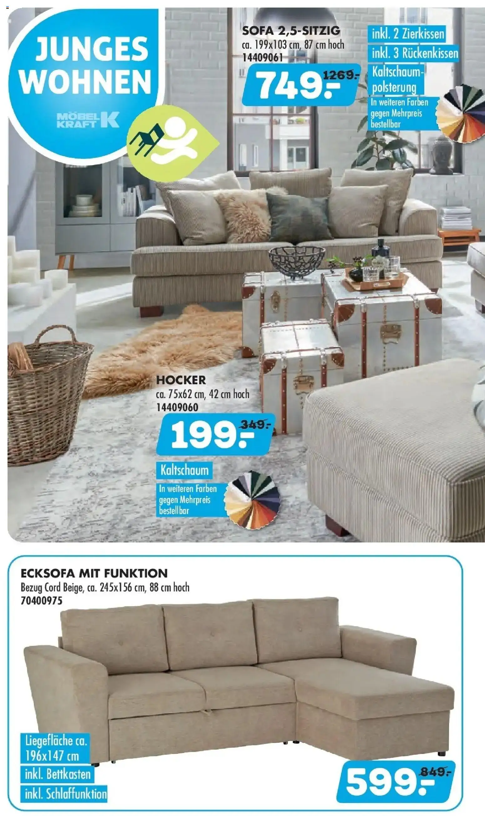 Möbel Kraft Prospekt 	 – gültig ab 11.03.2026 | Seite: 6 | Produkte: Hocker, Ecksofa, Sofa