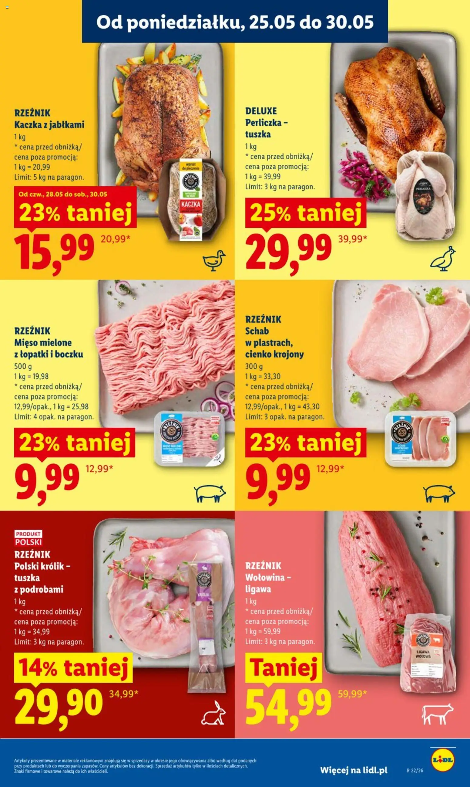Lidl gazetka od 28.05.2026 | Strona: 45 | Produkty: Schab, Kaczka z jabłkami, Wołowina, Perliczka