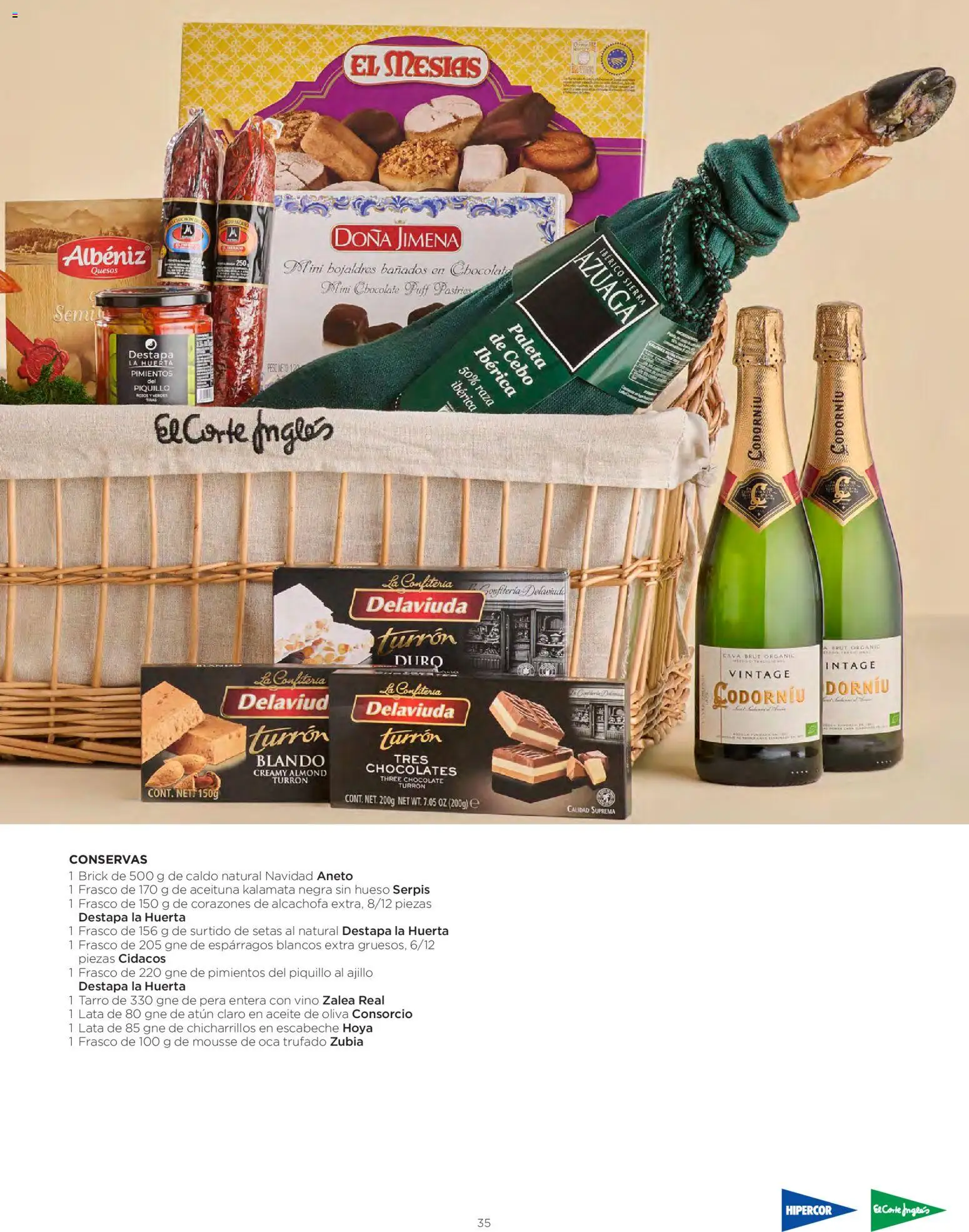 El Corte Inglés Cestas Navidad 2026 │ válido desde el 08/10/2026 | Página: 35 | Productos: Conservas, Atún, Vino, Aceite de oliva