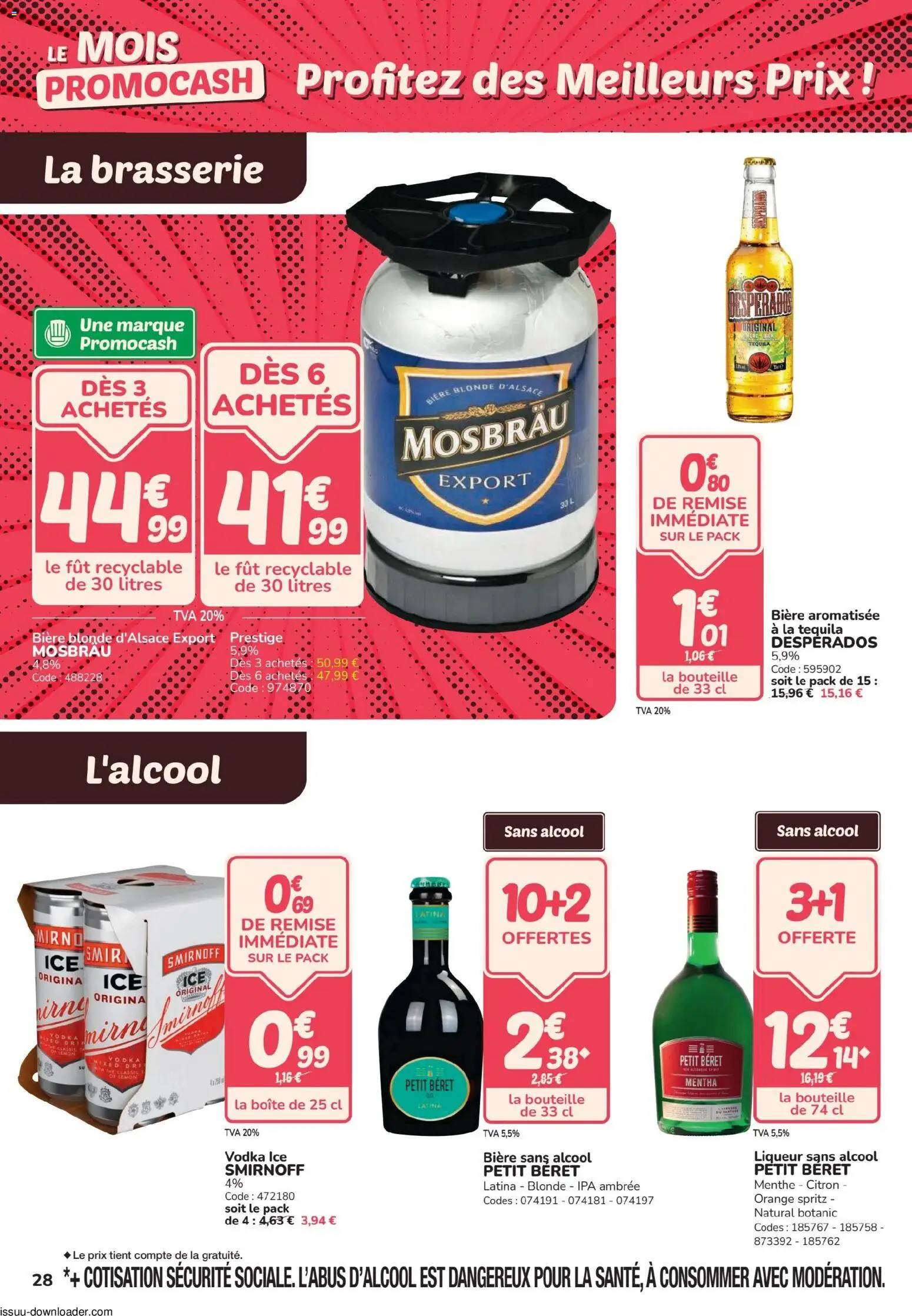 {H1} | Page: 28 | Produits: Liqueur, Bière blonde, Bière, Thé