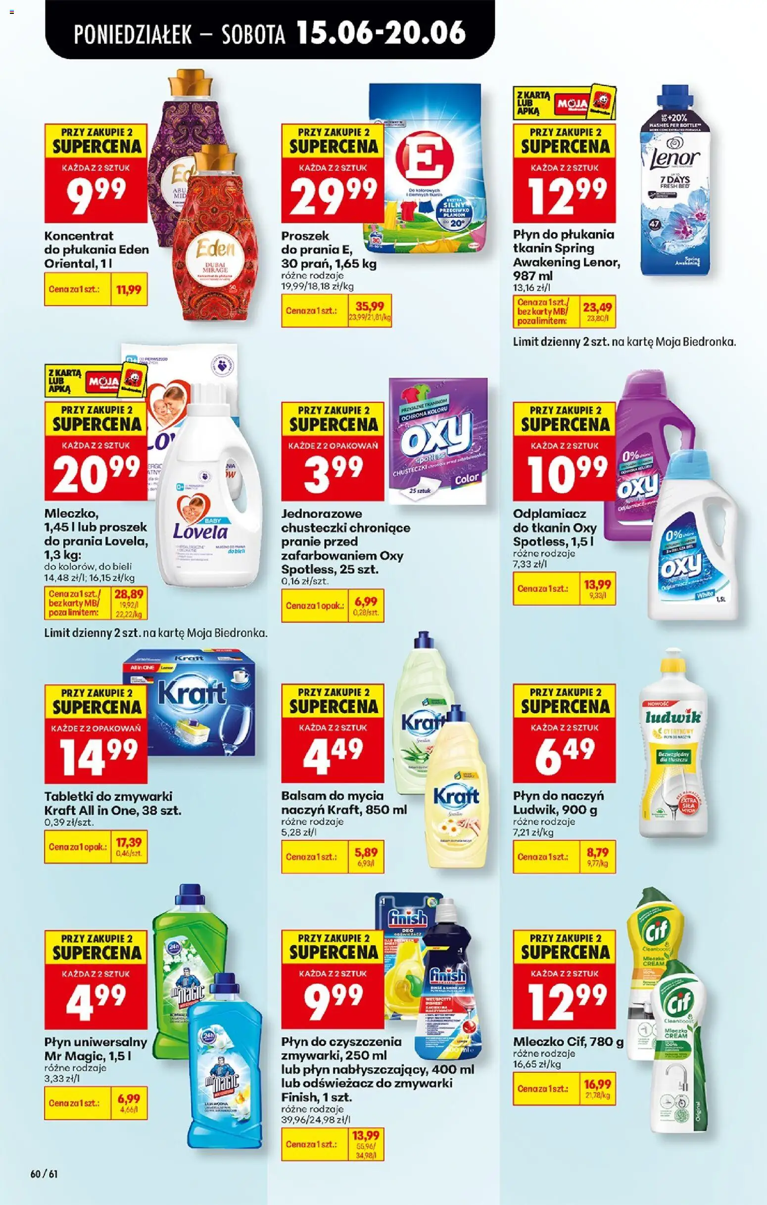 Biedronka gazetka od poniedziałku od 15.06.2026 | Strona: 80 | Produkty: Karta, Oxy, Finish, Proszek do prania