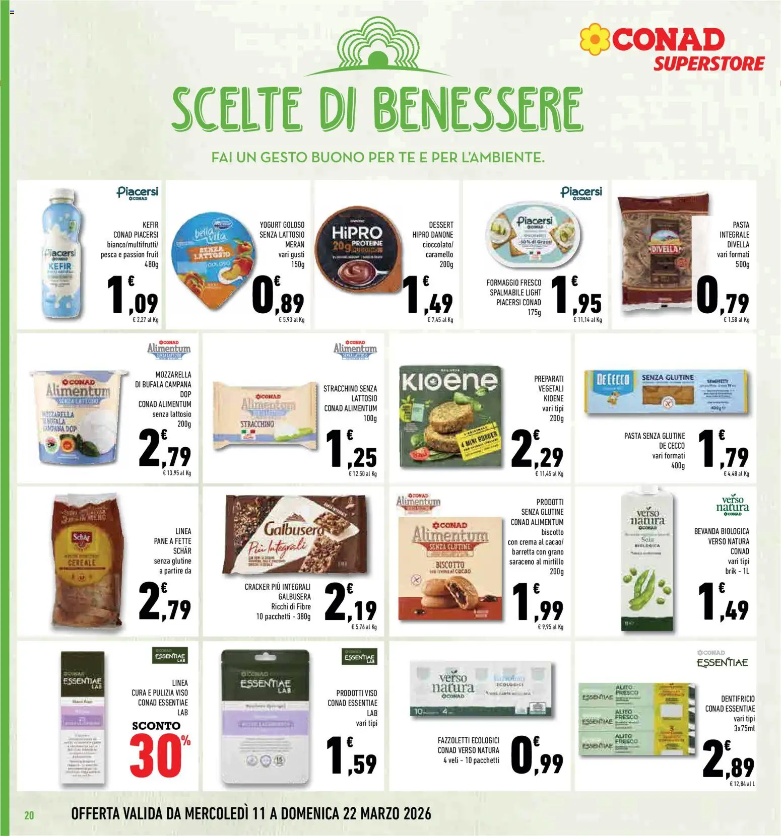 Volantino Conad del 11.03.2026 | Pagina: 20 | Prodotti: Crema, Dentifricio, Pasta, Crackers