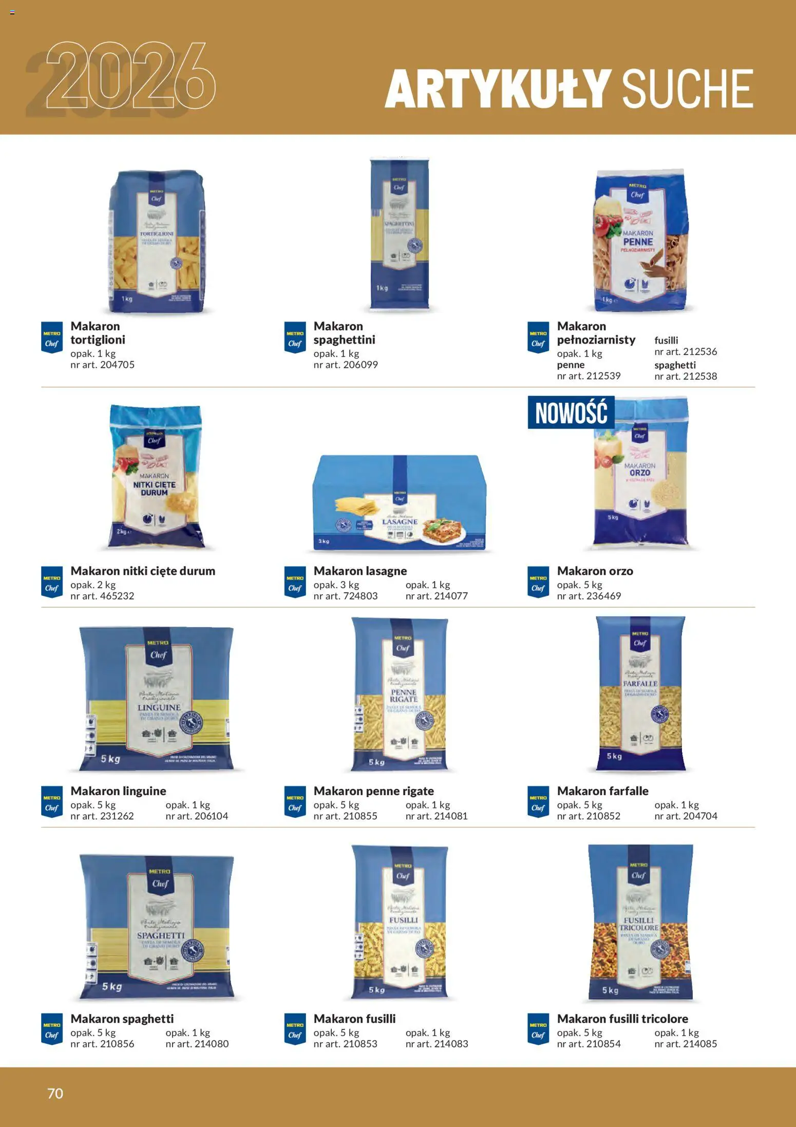 Makro gazetka - Produktów marek własnych dla profesjonalnej Gastronomii od 01.03.2026 | Strona: 70 | Produkty: Makaron orzo, Makaron penne, Makaron spaghetti, Makaron