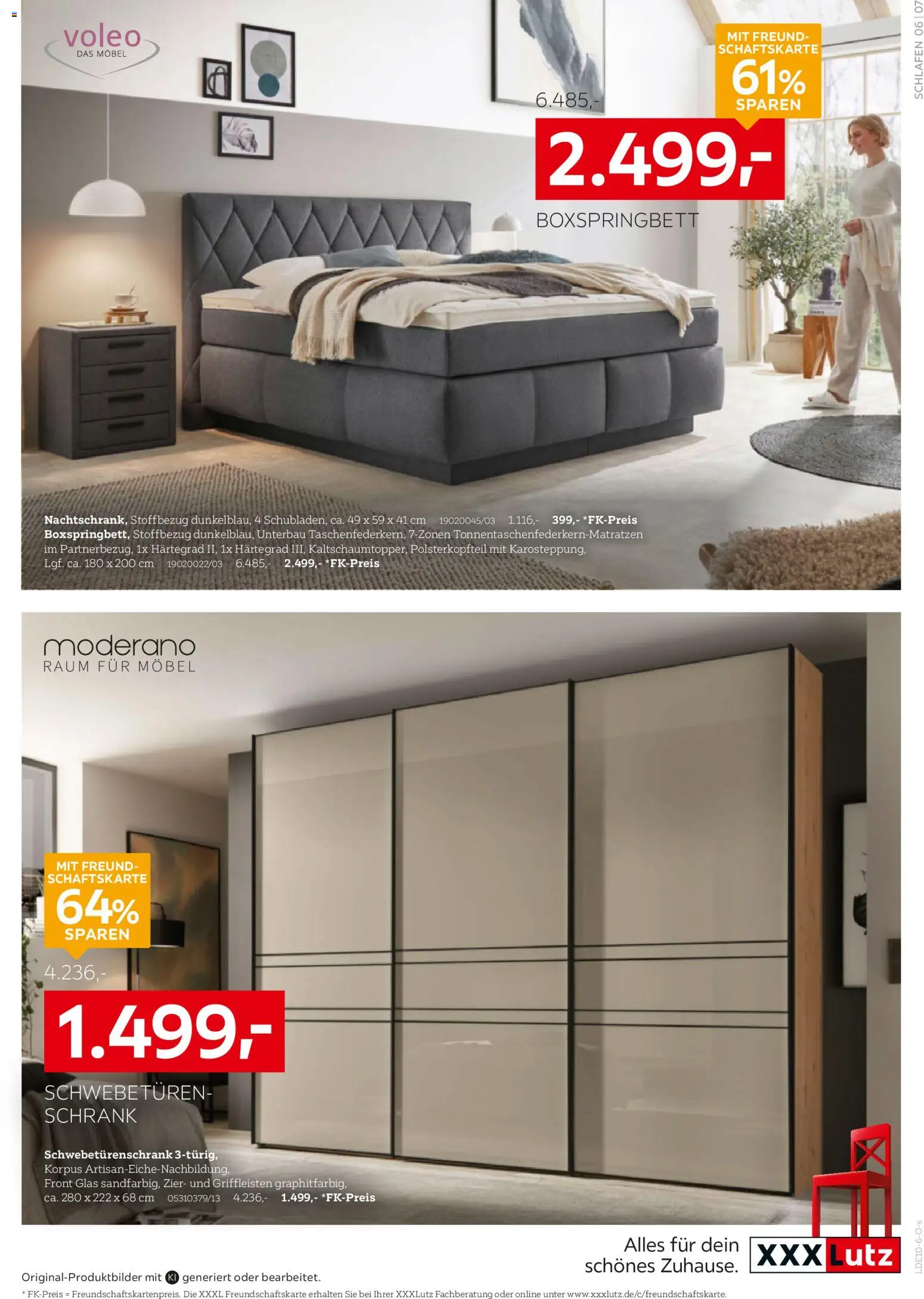 XXXLutz Schlafzimmer Spezial – gültig ab 10.10.2026 | Seite: 7 | Produkte: Schwebetürenschrank, Boxspringbett, Schrank