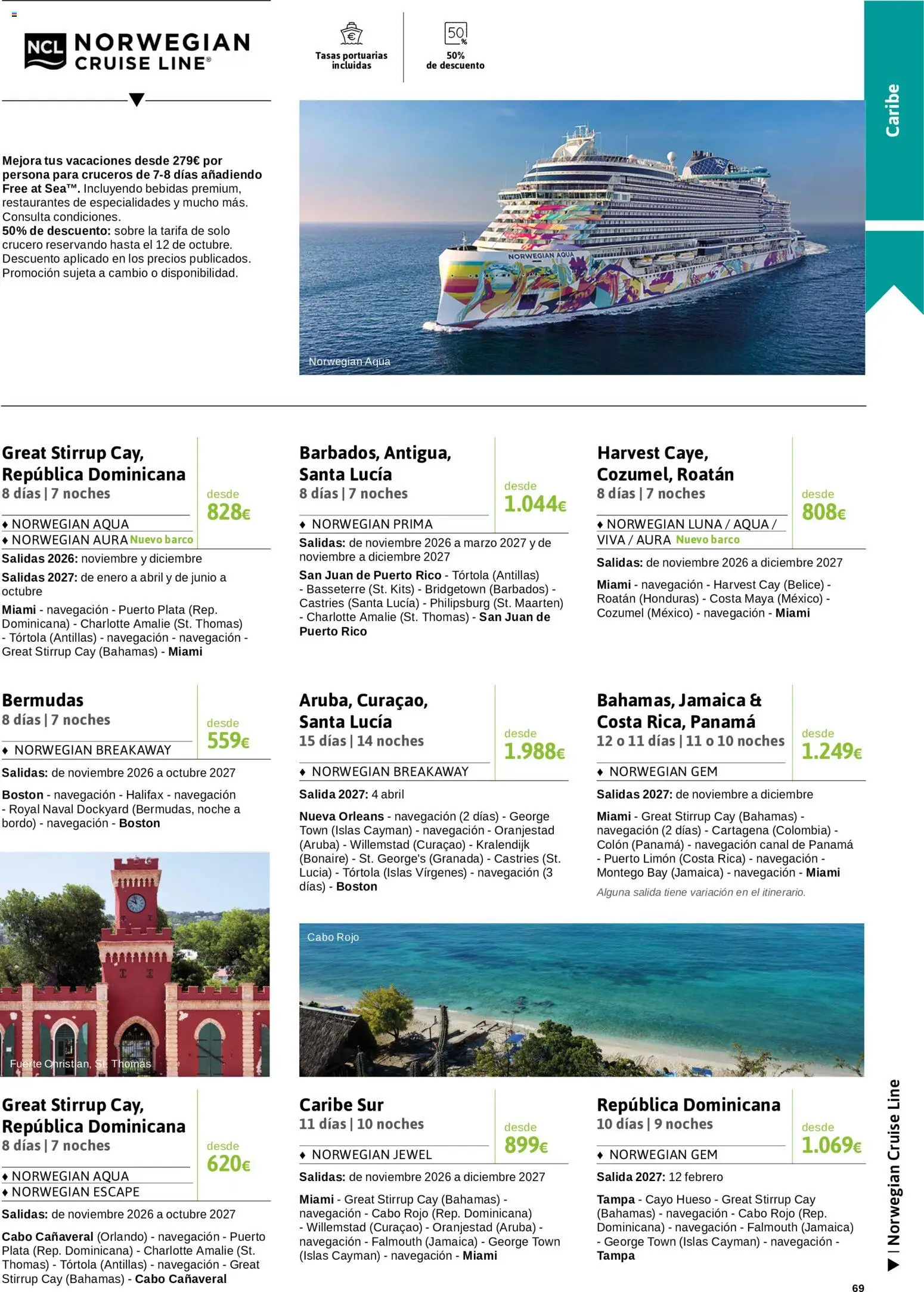 Viajes El Corte Inglés Crucero fantástico │ válido desde el 14/09/2026 | Página: 69 | Productos: Bermudas, Limón, Granada, Bebidas