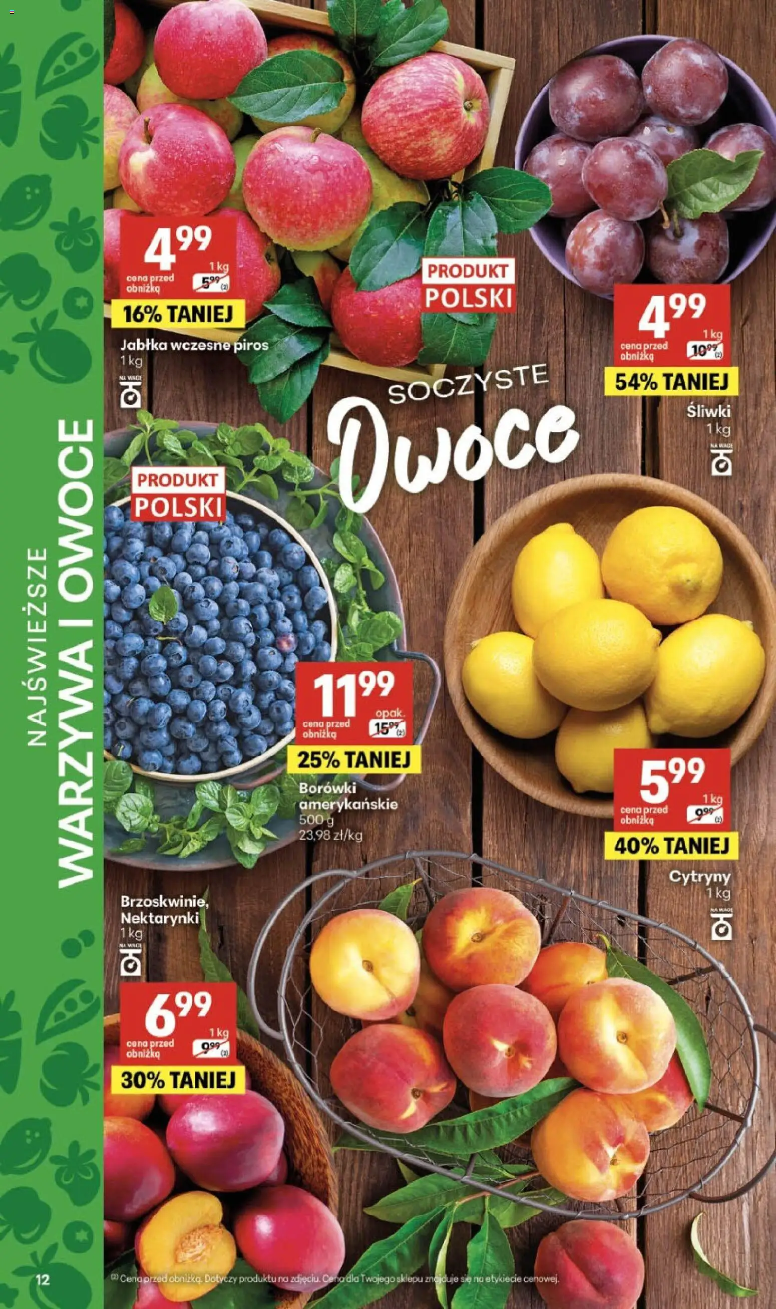 Delikatesy Centrum gazetka - Sklepy Własne od 13.08.2026 | Strona: 12 | Produkty: Nektarynki, Cytryny, Jabłka, Owoce