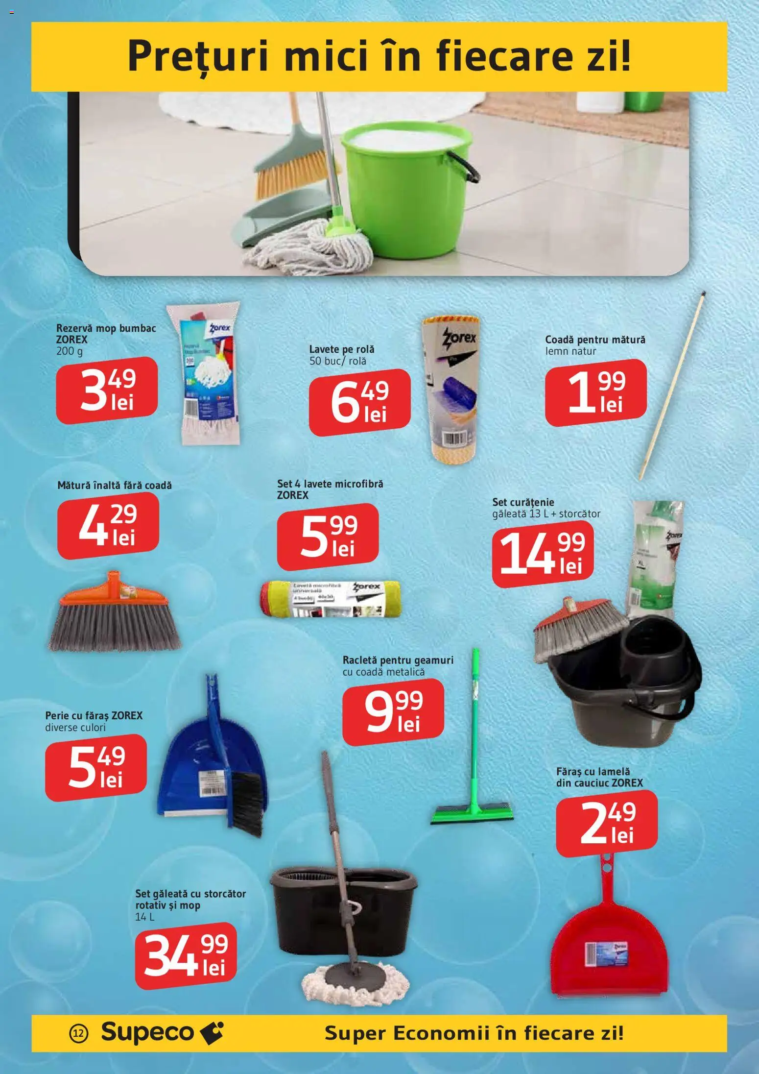 Noul catalog Supeco – valabil de la 11.10.2026 | Pagină: 12 | Produse: Storcător, Mop, Lavete, Faras