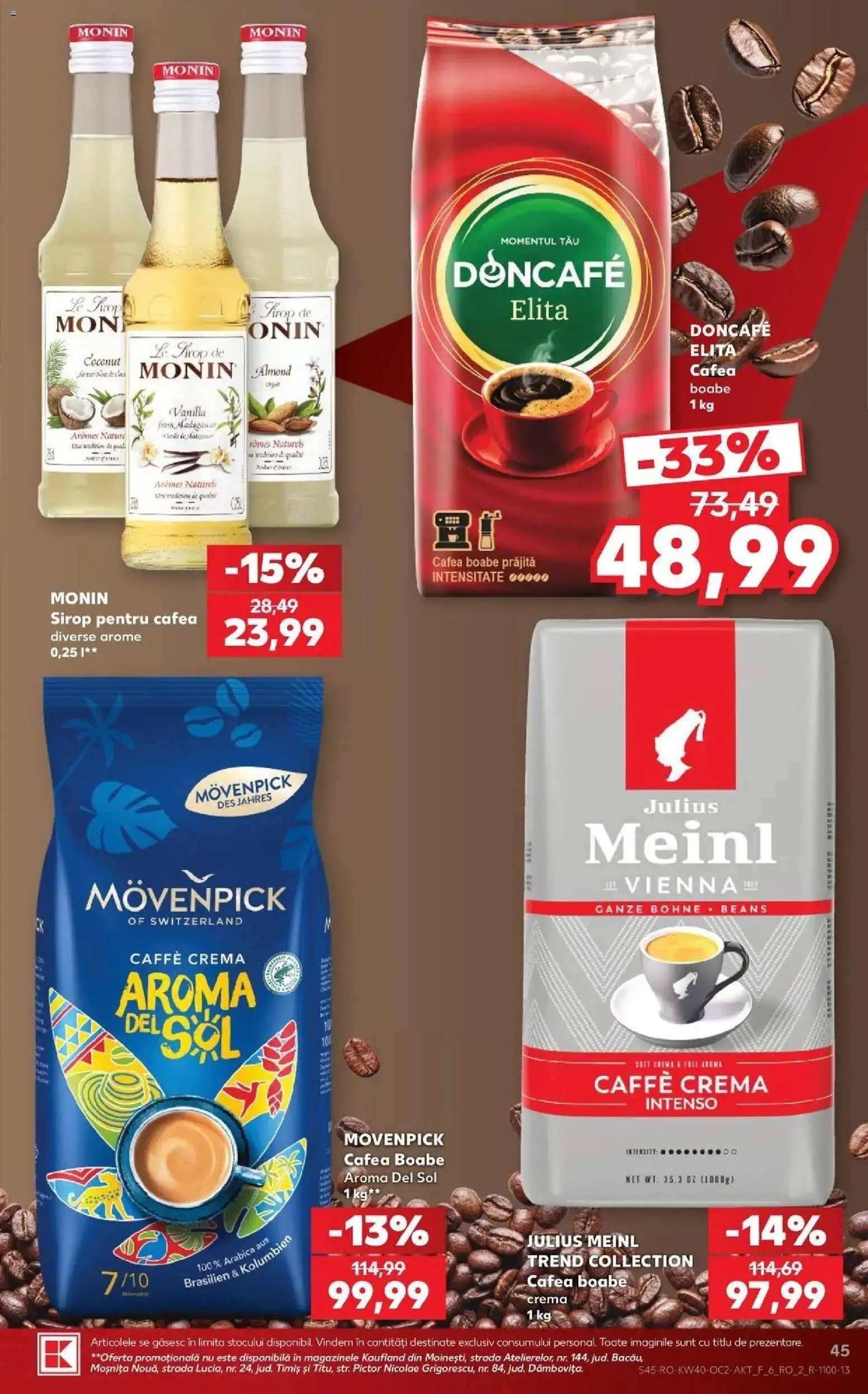 Kaufland Bârlad 30.09.2026 - Revista si Oferta | Pagină: 45 | Produse: Monin, Cremă, Cafea, Sirop