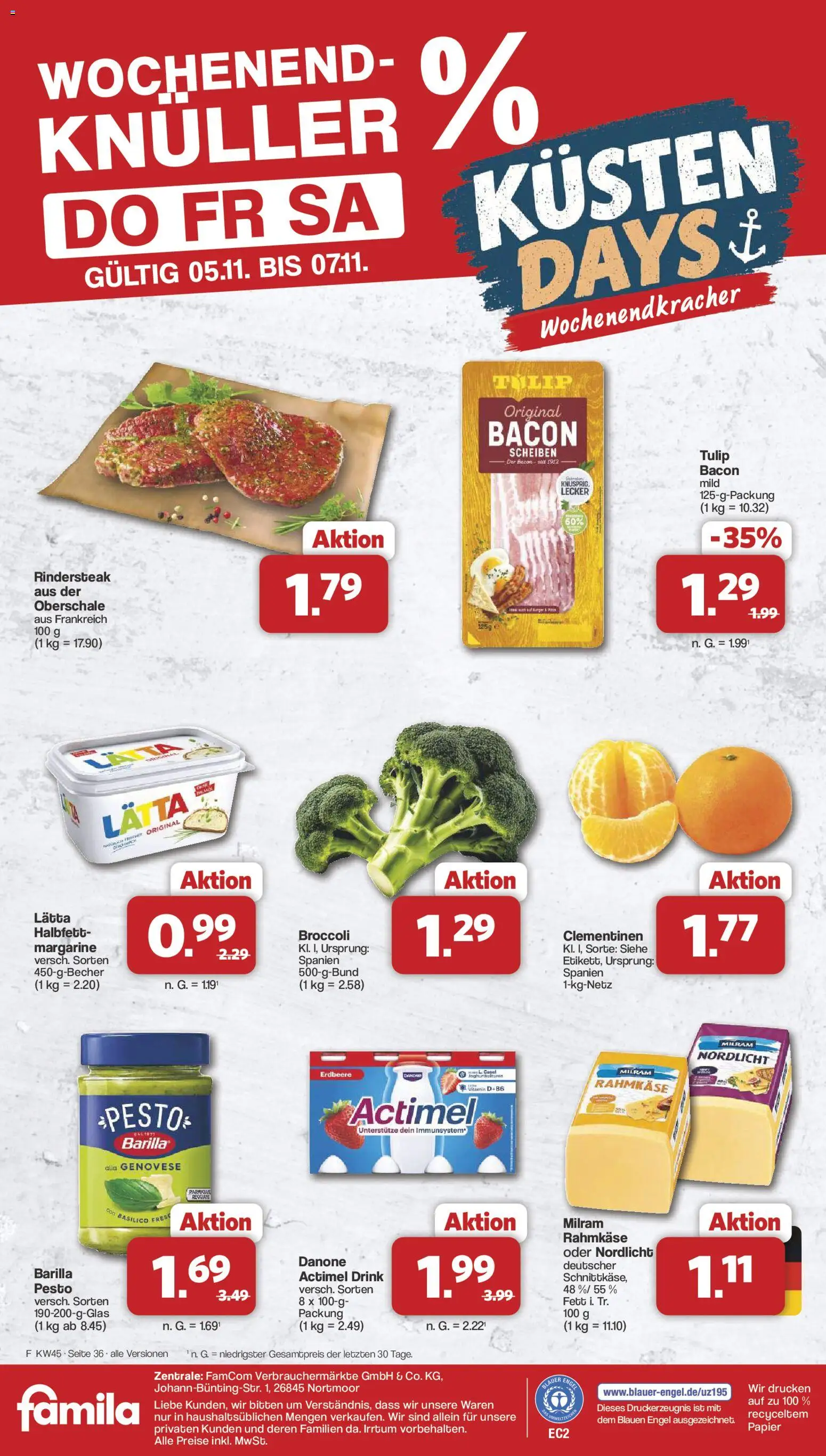 Famila Nordwest Kusten Days – gültig ab 02.11.2026 | Seite: 38 | Produkte: Margarine, Actimel, Milram, Lätta