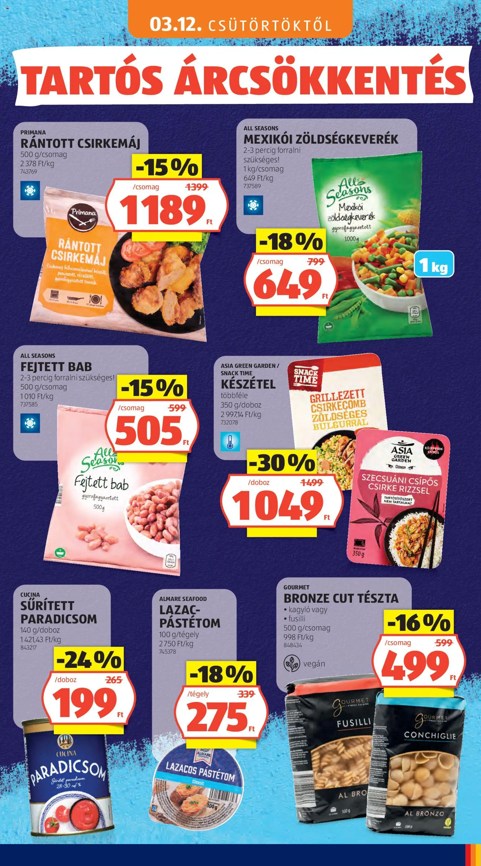Aldi akciós ujság - amely érvényes a következő dátumtól: 2026.04.02. | Oldal: 5 | Termékek: Zöldségkeverék, Pástétom, Paradicsom, Készétel