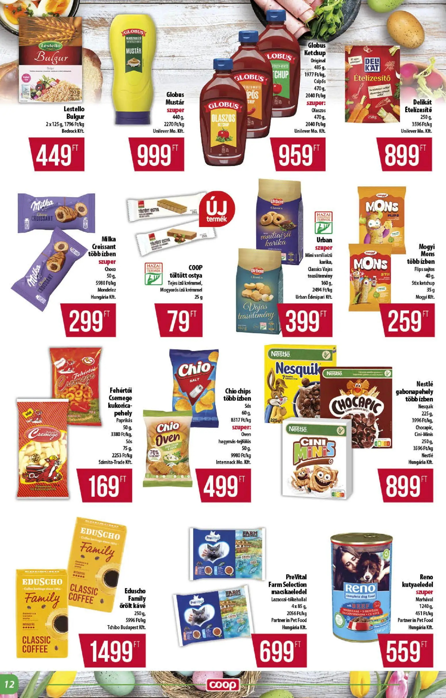 COOP akciós ujság - amely érvényes a következő dátumtól: 26.03.2026 | Oldal: 12 | Termékek: Nesquik, Kávé, Pehely, Ételízesítő