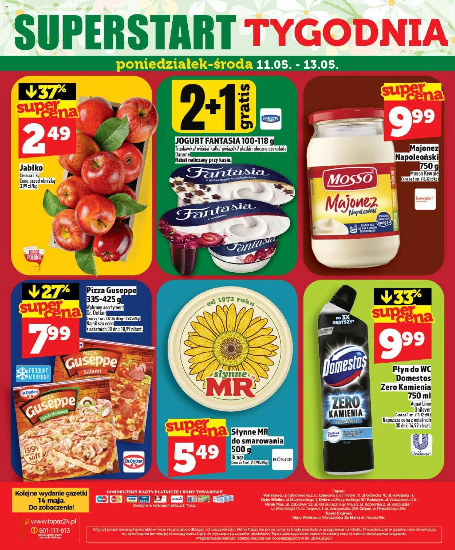 Topaz gazetka - MAZ od 07.05.2026 | Strona: 40 | Produkty: Domestos, Czekolada, Salami, Pizza