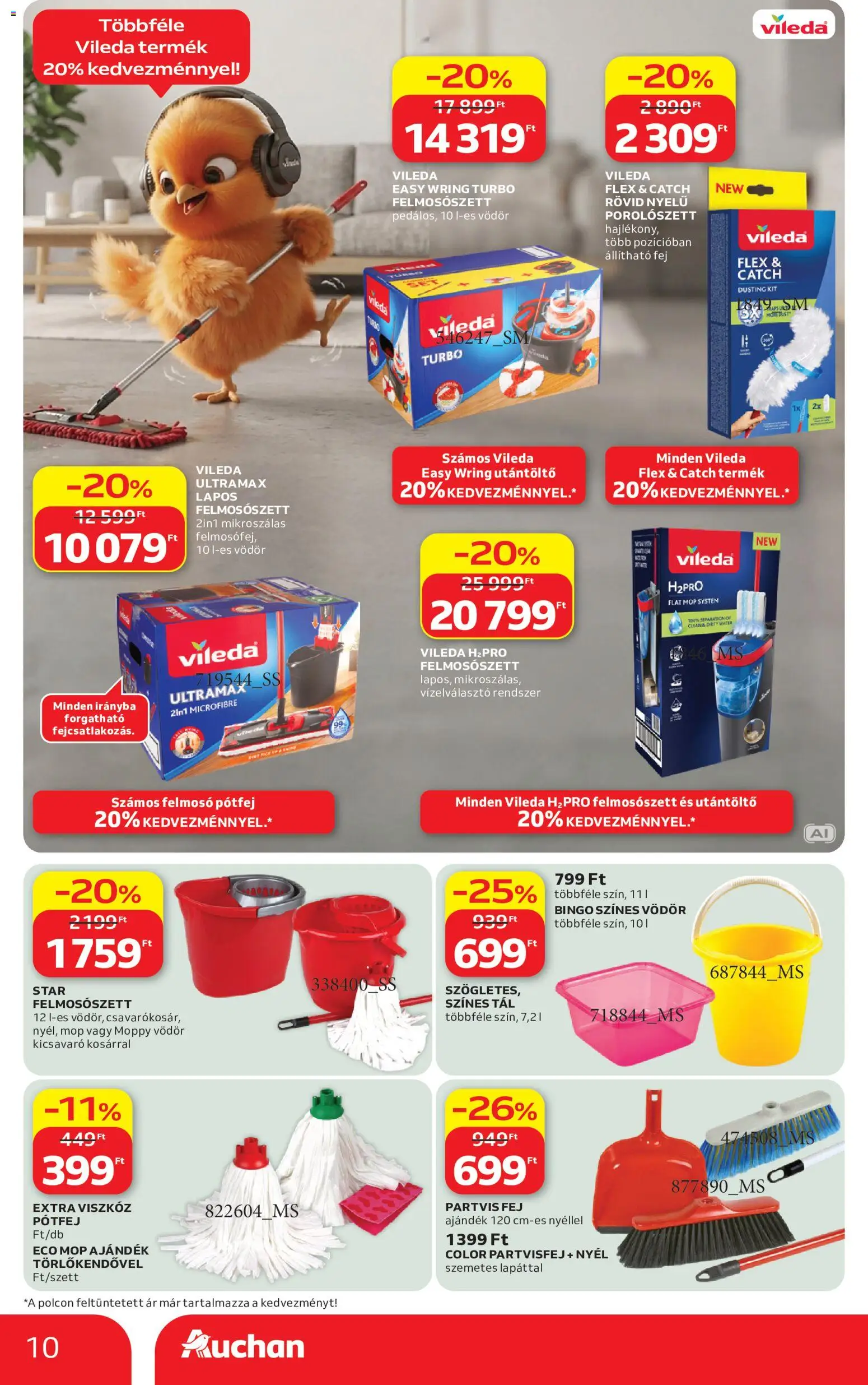 Auchan akciós ujság - amely érvényes a következő dátumtól: 2026.09.24. | Oldal: 10 | Termékek: Utántöltő, Felmosó, Mop, Szemetes