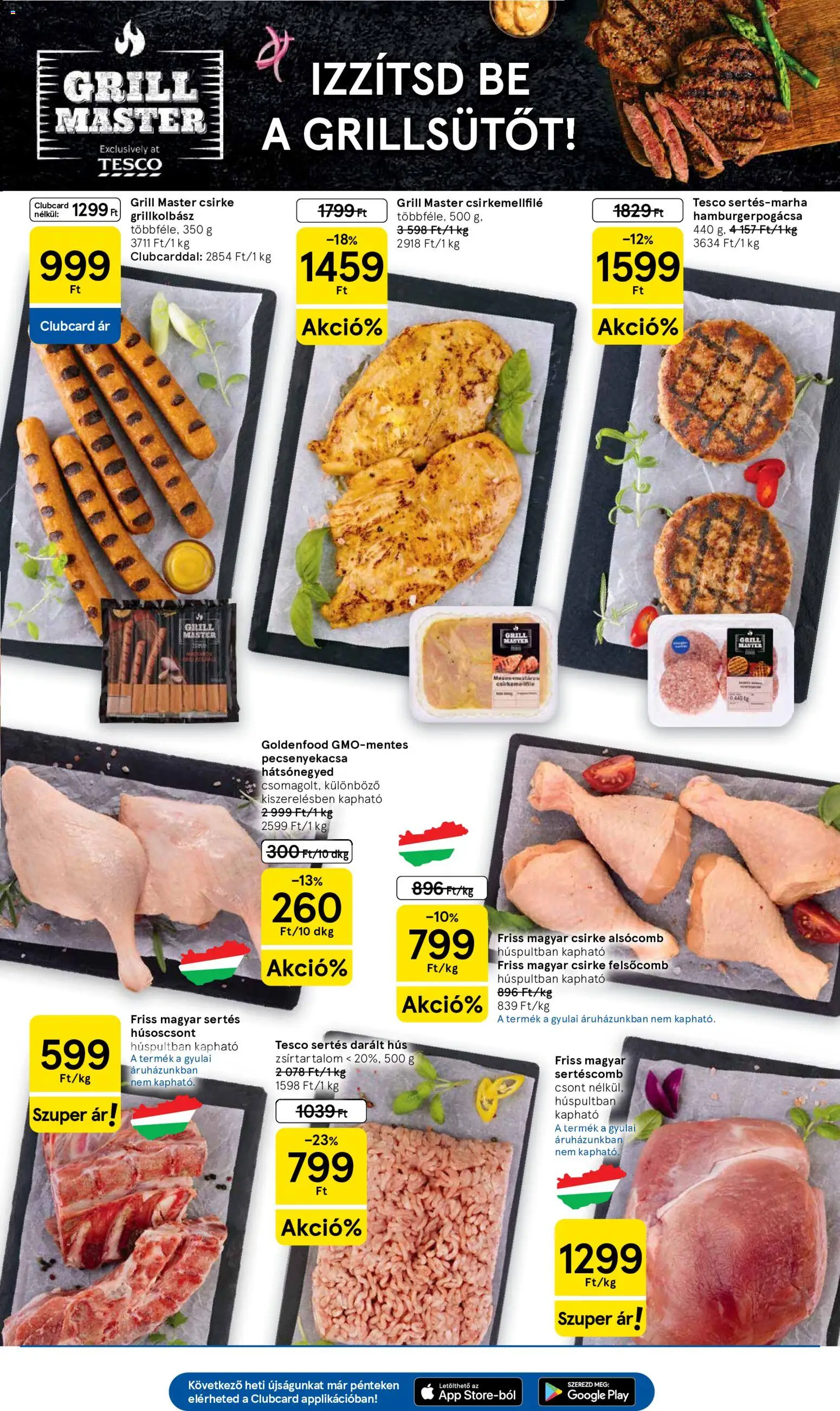 Tesco akciós ujság - amely érvényes a következő dátumtól: 2026.08.27. | Oldal: 3 | Termékek: Darált hús, Hamburgerpogácsa, Grillkolbász, Csirke felsőcomb
