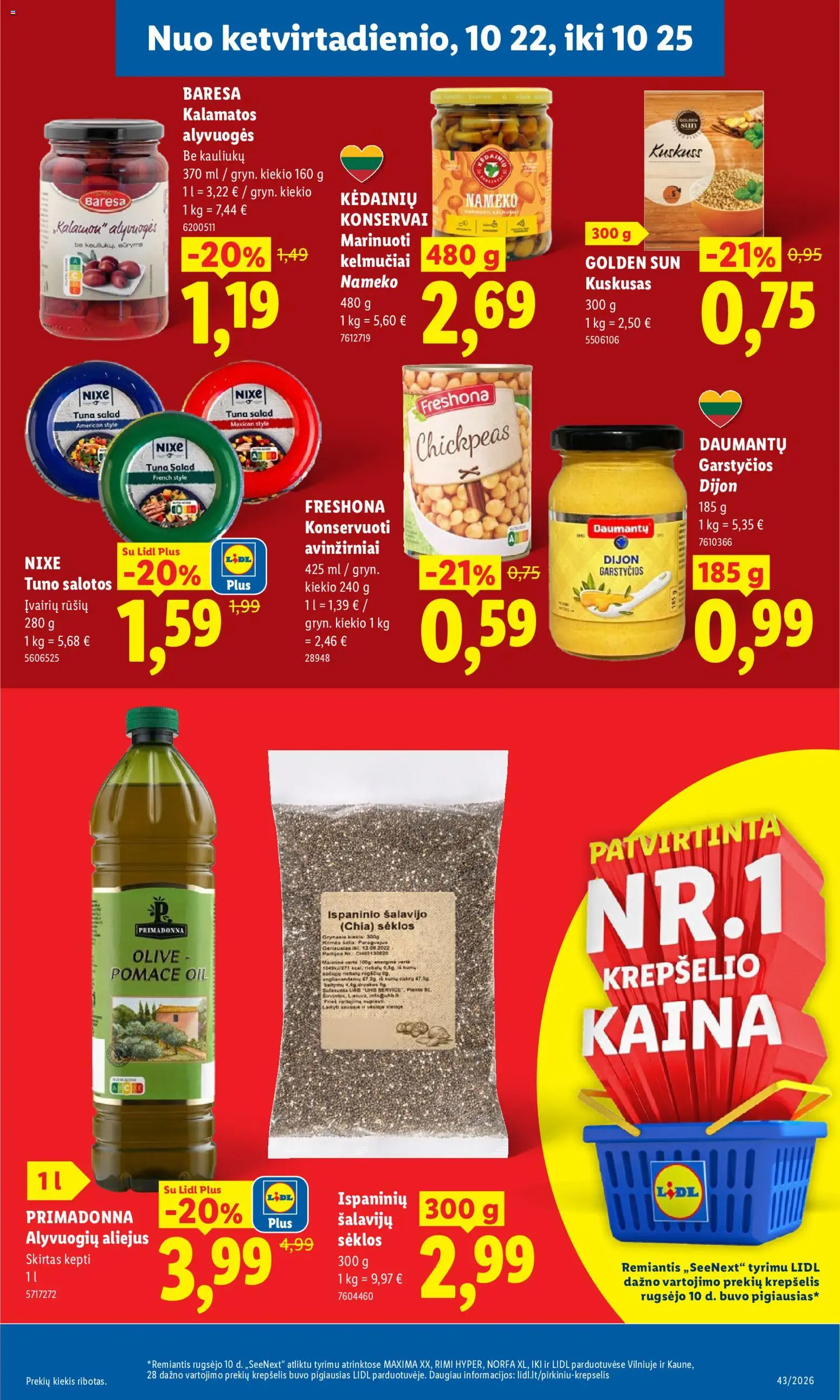LIDL akcijos nuo 2026.10.19 | Puslapis: 27 | Prekių: Salotos, Aliejus, Konservai, Krepšelis