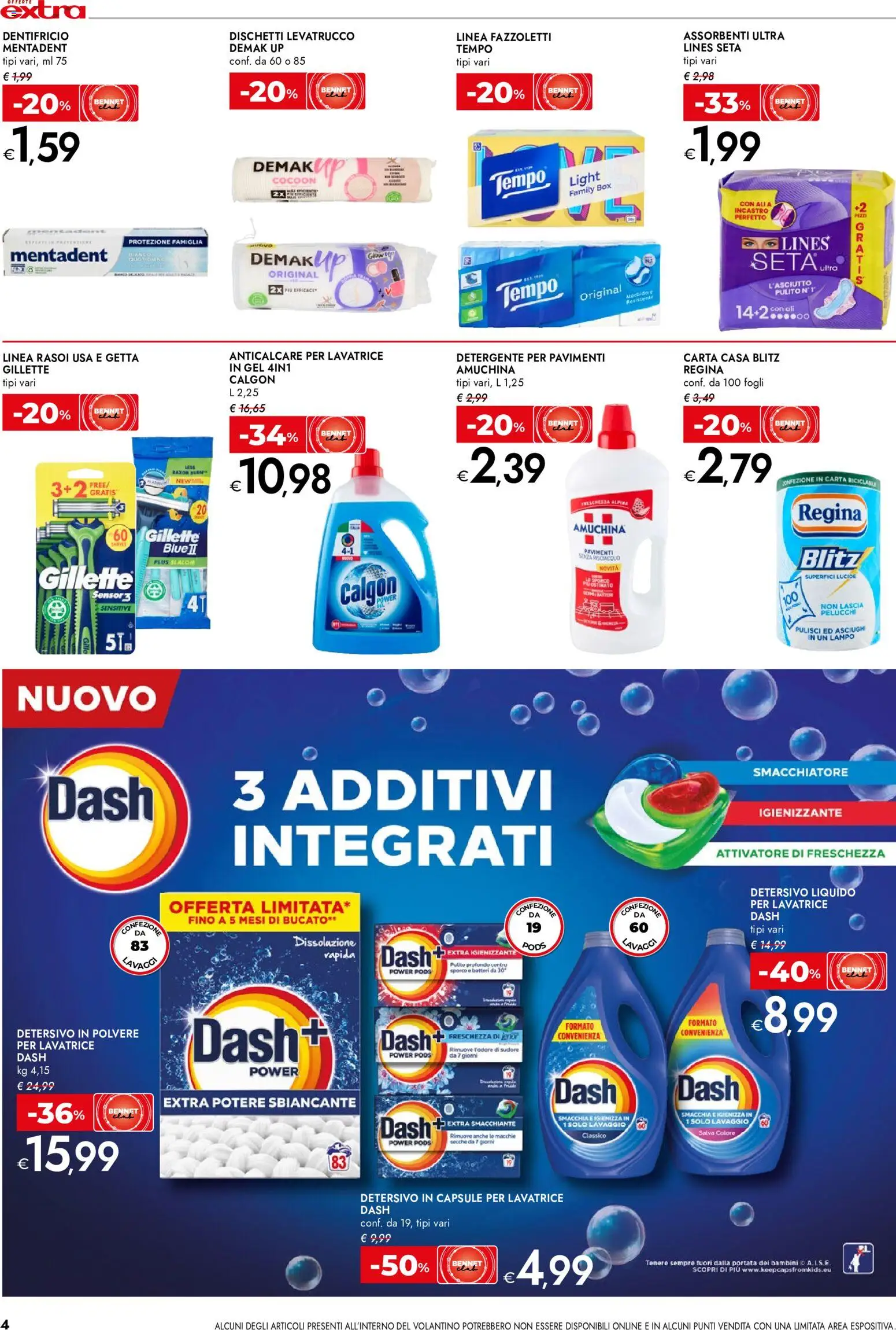 Volantino bennet del 20/08/2026 | Pagina: 4 | Prodotti: Dentifricio, Smacchiatore, Detergente, Anticalcare