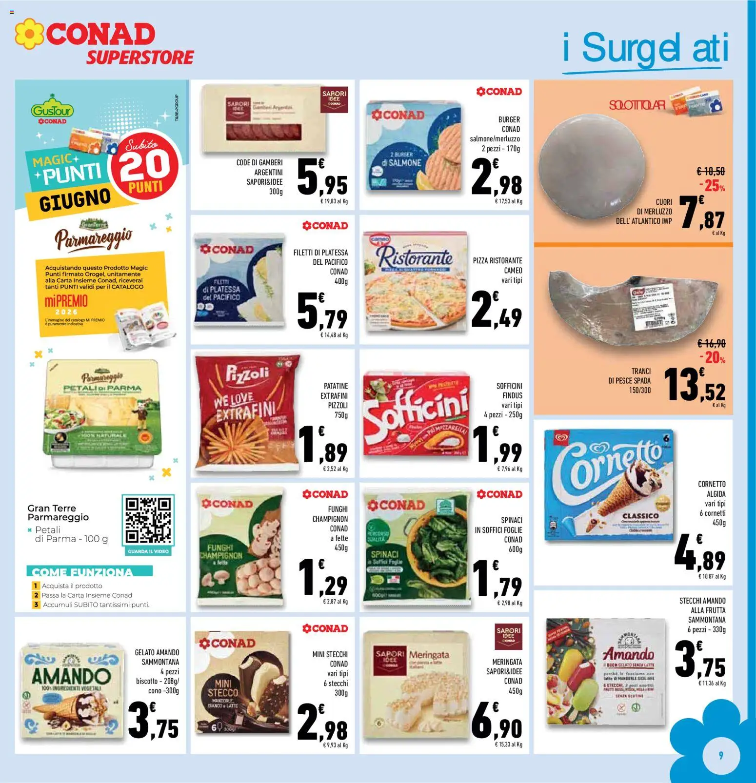 Volantino Conad del 04.06.2026 | Pagina: 9 | Prodotti: Pizza, Pesce, Merluzzo, Gamberi