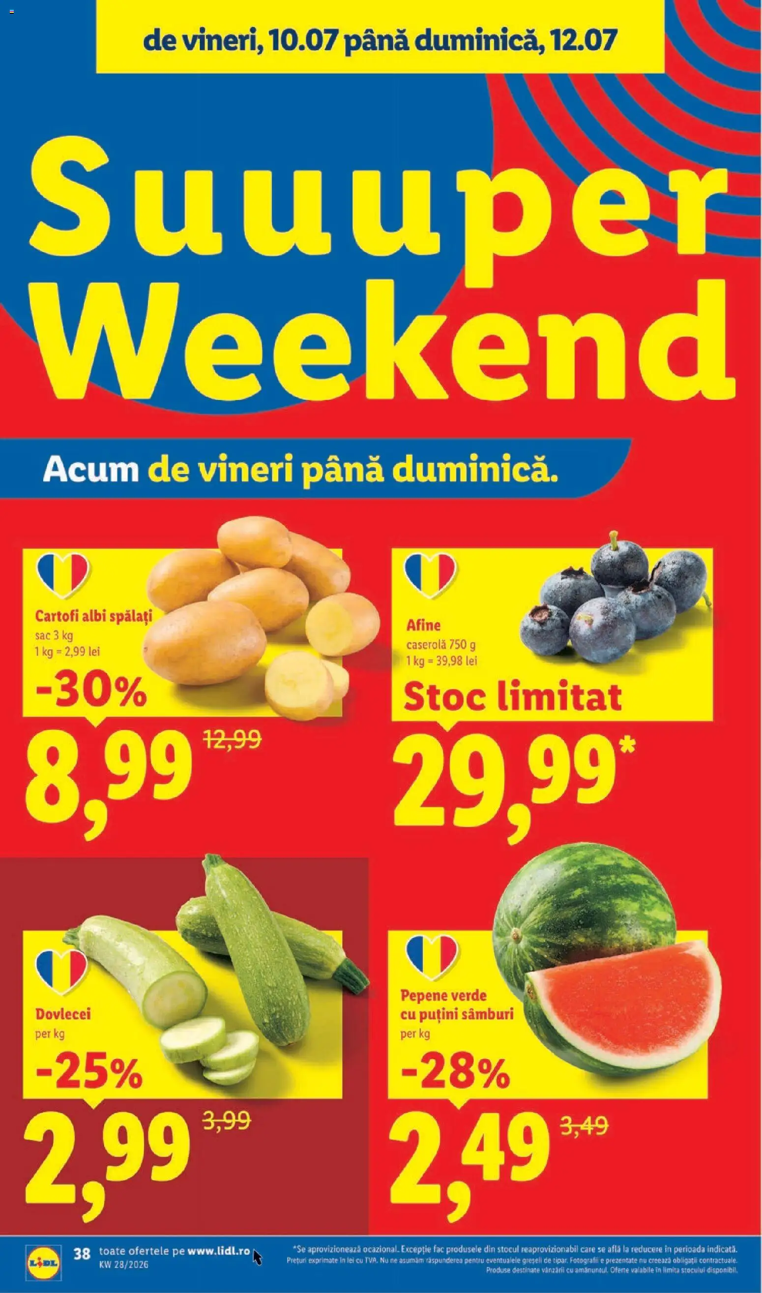 Noul catalog Lidl – valabil de la 06.07.2026 | Pagină: 38 | Produse: Pepene Verde, Afine, Cartofi