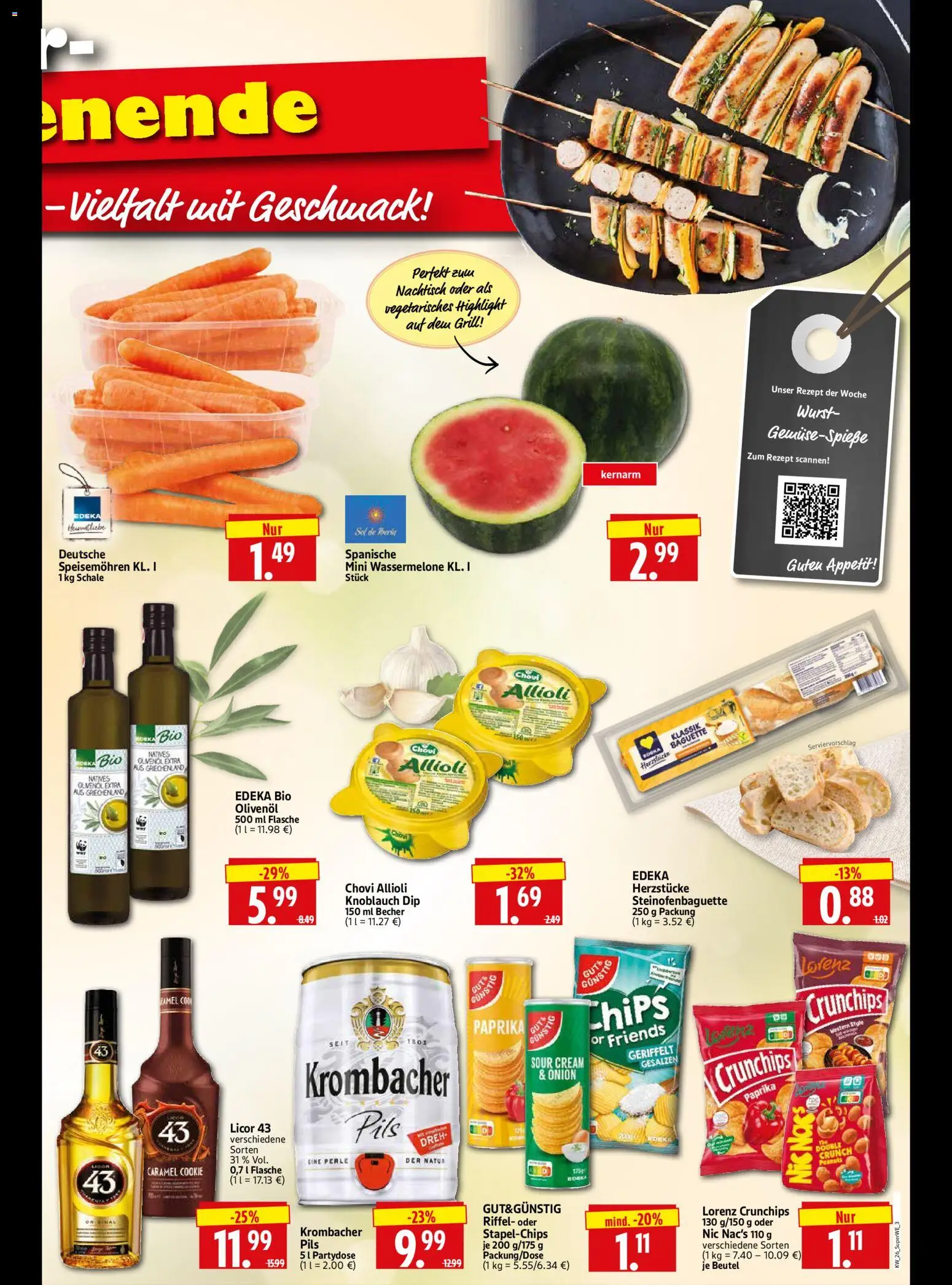 HERKULES Sonderbeilage – gültig ab 25.06.2026 | Seite: 3 | Produkte: Olivenol, Paprika, Krombacher, Lorenz crunchips