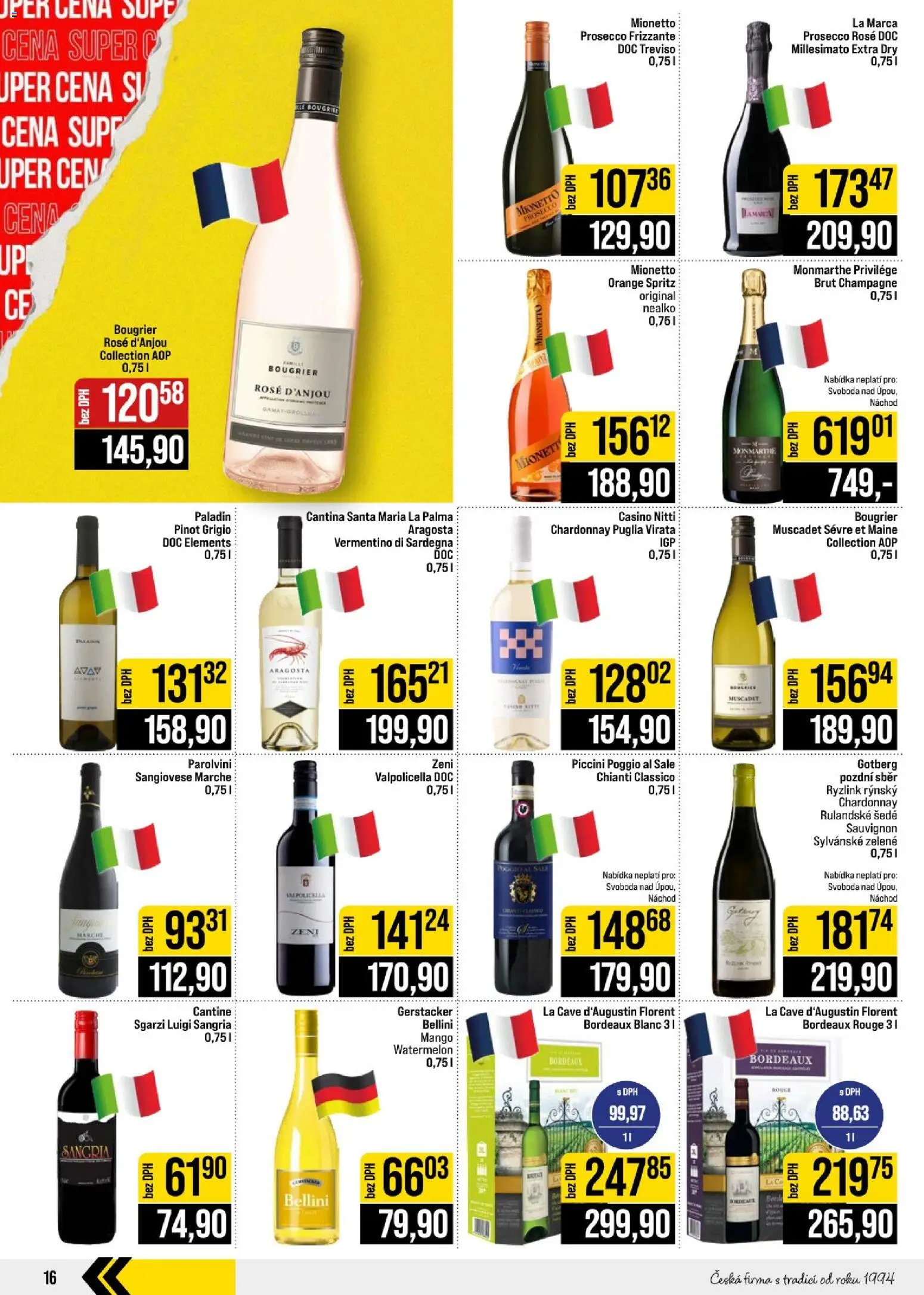 Jip leták - Cash & Carry od 19.08.2026 | Strana: 16 | Produkty: Frizzante, Mionetto, Champagne, Pinot Grigio