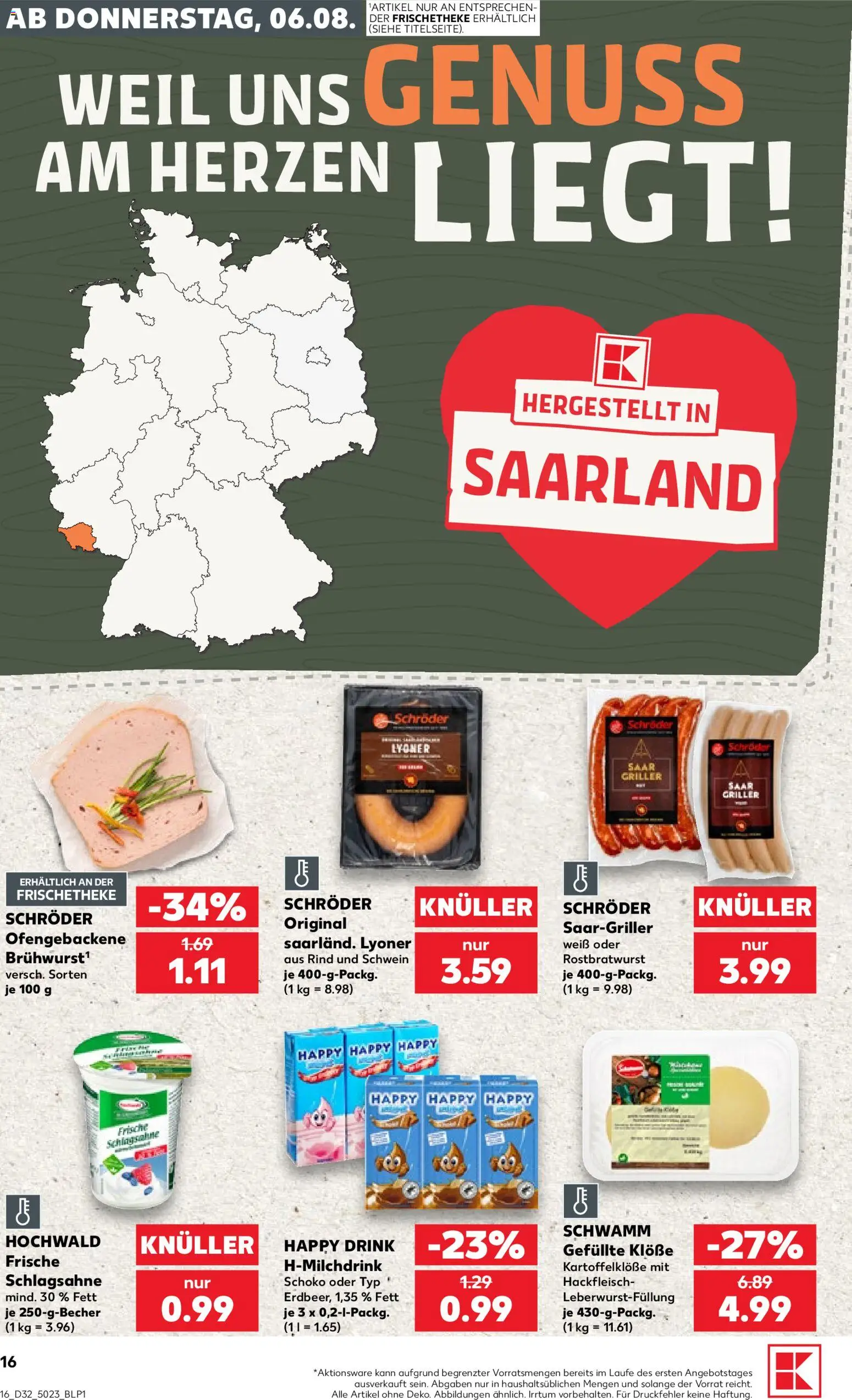 Kaufland Prospekt Völklingen – gültig ab 06.08.2026 | Seite: 16 | Produkte: Schlagsahne, Griller, Hackfleisch
