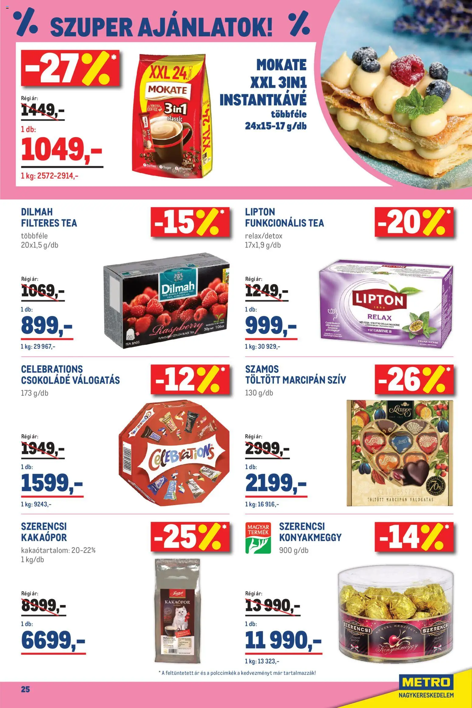 Metro akciós ujság - amely érvényes a következő dátumtól: 2026.10.01. | Oldal: 25 | Termékek: Marcipan, Bounty, Tea, Mokate