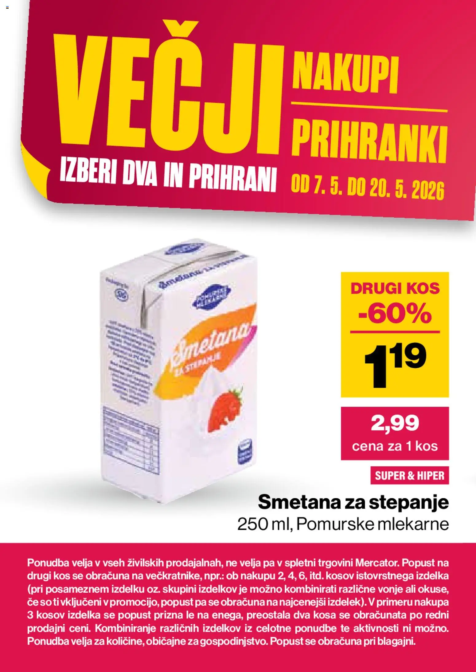 Novi Mercator katalog ponudbe – veljaven od 07.05.2026 | Stran: 32 | Izdelki: Kos, Smetana