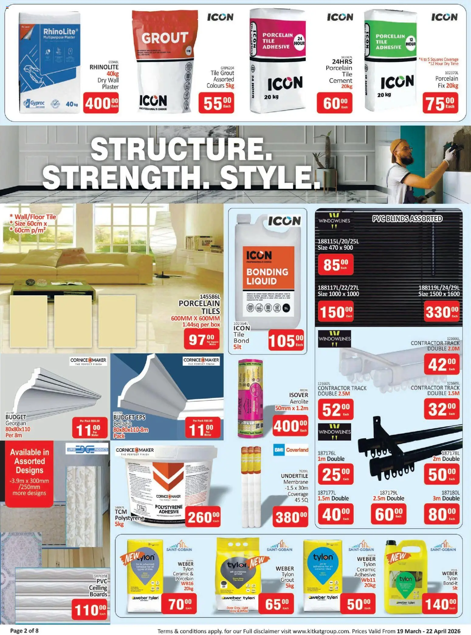 New KIT KAT Cash & Carry catalogue – valid from 19.03.2026 | Page: 2 | Products: Tile grout, Box, Adhesive, Cement