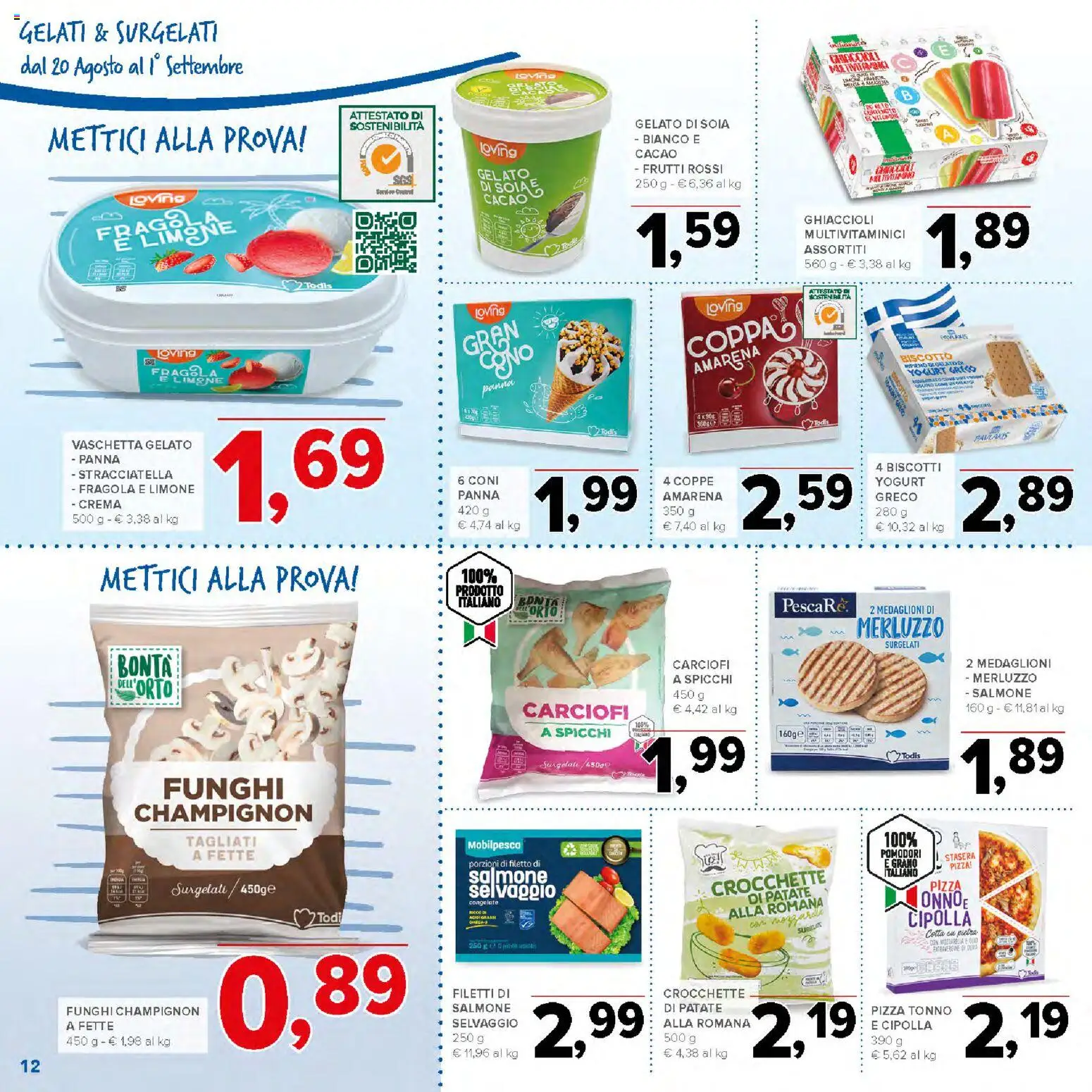 Volantino Todis del 20/08/2026 | Pagina: 12 | Prodotti: Panna, Gelato, Pomodori, Cipolla