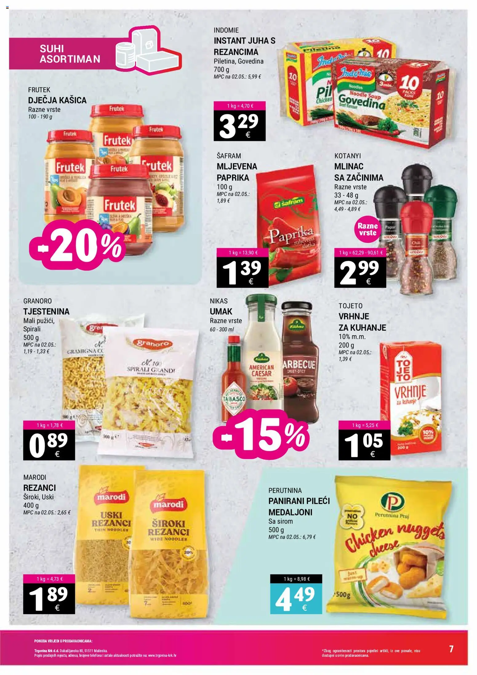 Trgovina Krk katalog | vrijedi od 16.07.2026 | Stranica: 7 | Proizvodi: Rezanci, Govedina, Paprika, Juha