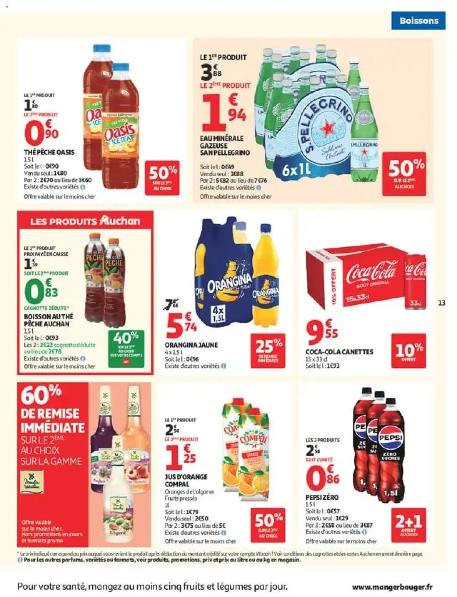 {H1} | Page: 13 | Produits: Boisson, Jus d'orange, Boissons, Pepsi Zero