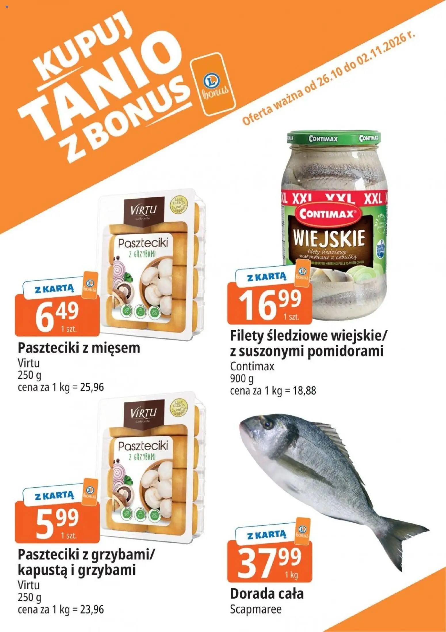 E.Leclerc gazetka - Kupuj Tanio Z Bonus od 26.10.2026 | Strona: 13 | Produkty: Kapusta, Karta, Dorada