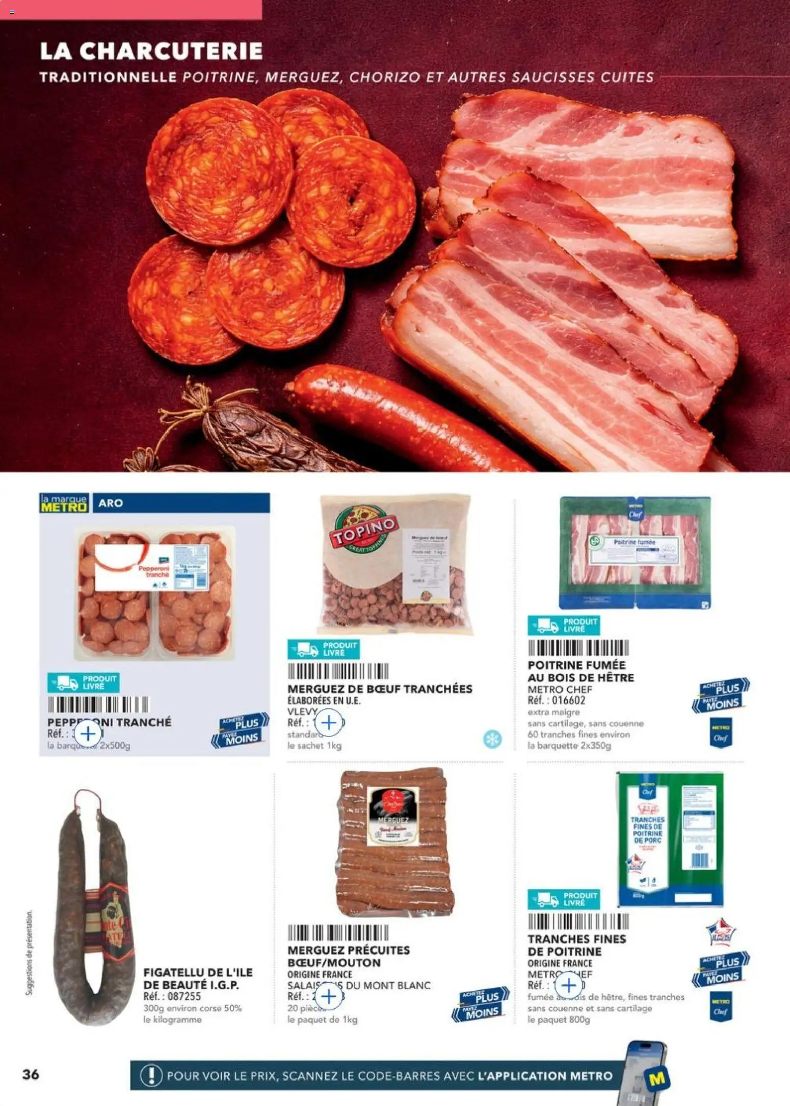 {H1} | Page: 36 | Produits: Chorizo, Pepperoni, Merguez, Porc