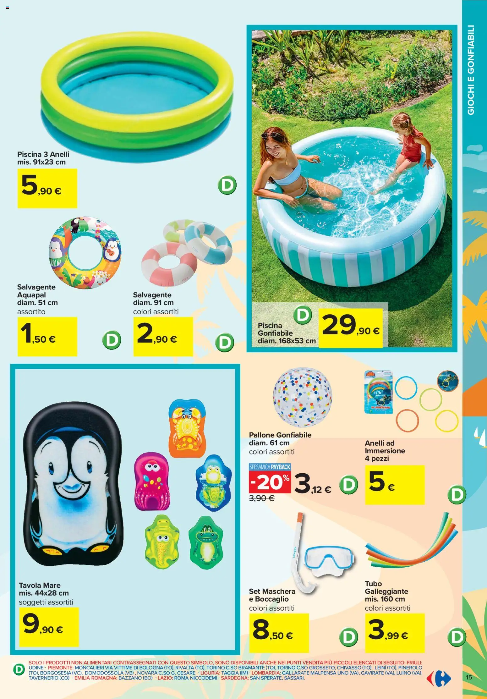 Volantino Carrefour del 01.06.2026 | Pagina: 15 | Prodotti: Maschera, Tubo, Piscina, Boccaglio