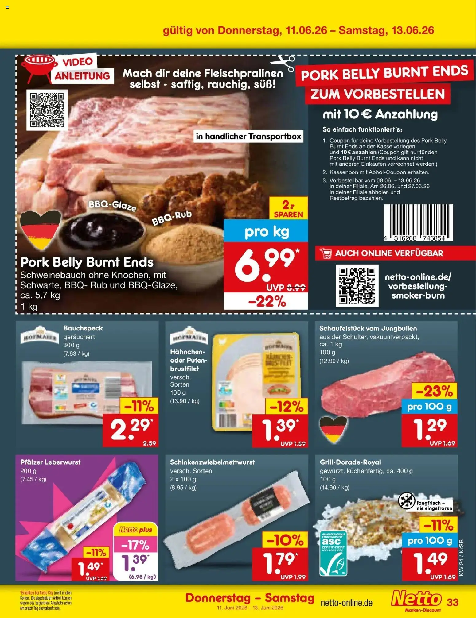 Netto Marken-Discount Prospekt Jüchen – gültig ab 08.06.2026 | Seite: 51 | Produkte: Hahnchen, Schweinebauch, Video