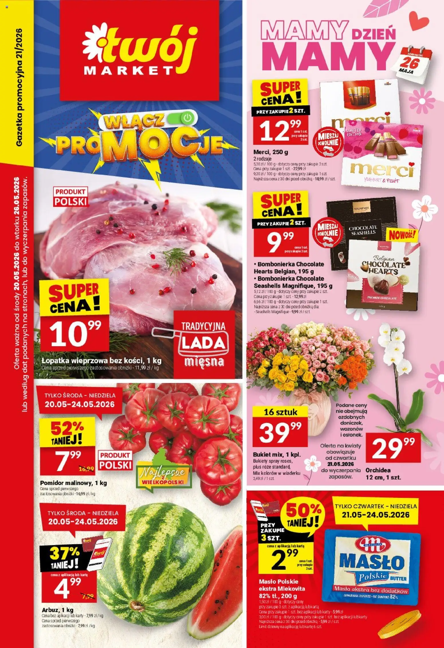 Twój Market gazetka od 20.05.2026 | Strona: 1 | Produkty: Karta, Masło Polskie, Merci, Masło