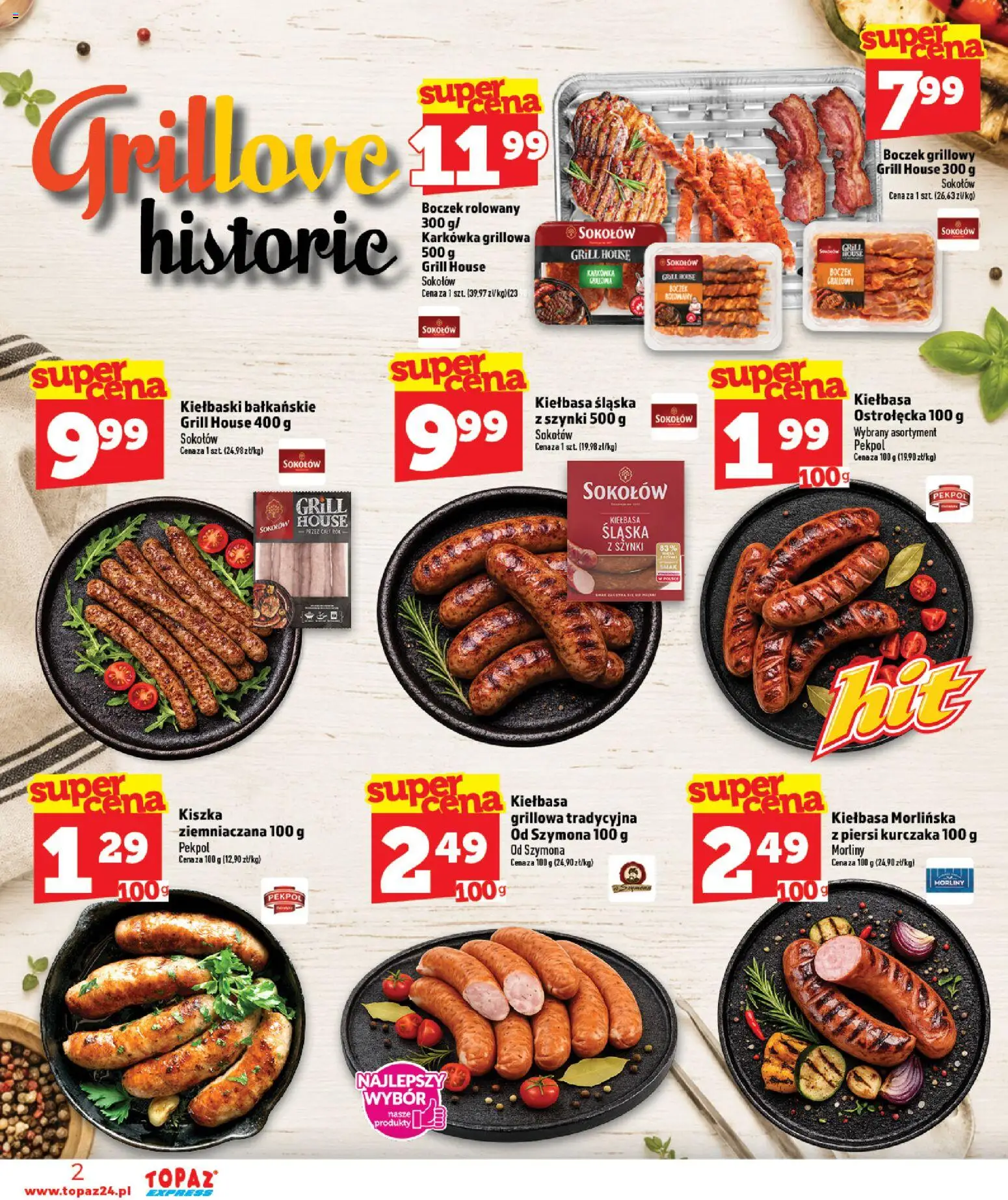 Topaz gazetka - Express od 13.08.2026 | Strona: 2 | Produkty: Karkówka, Kiełbaski, Kiełbasa śląska, Boczek