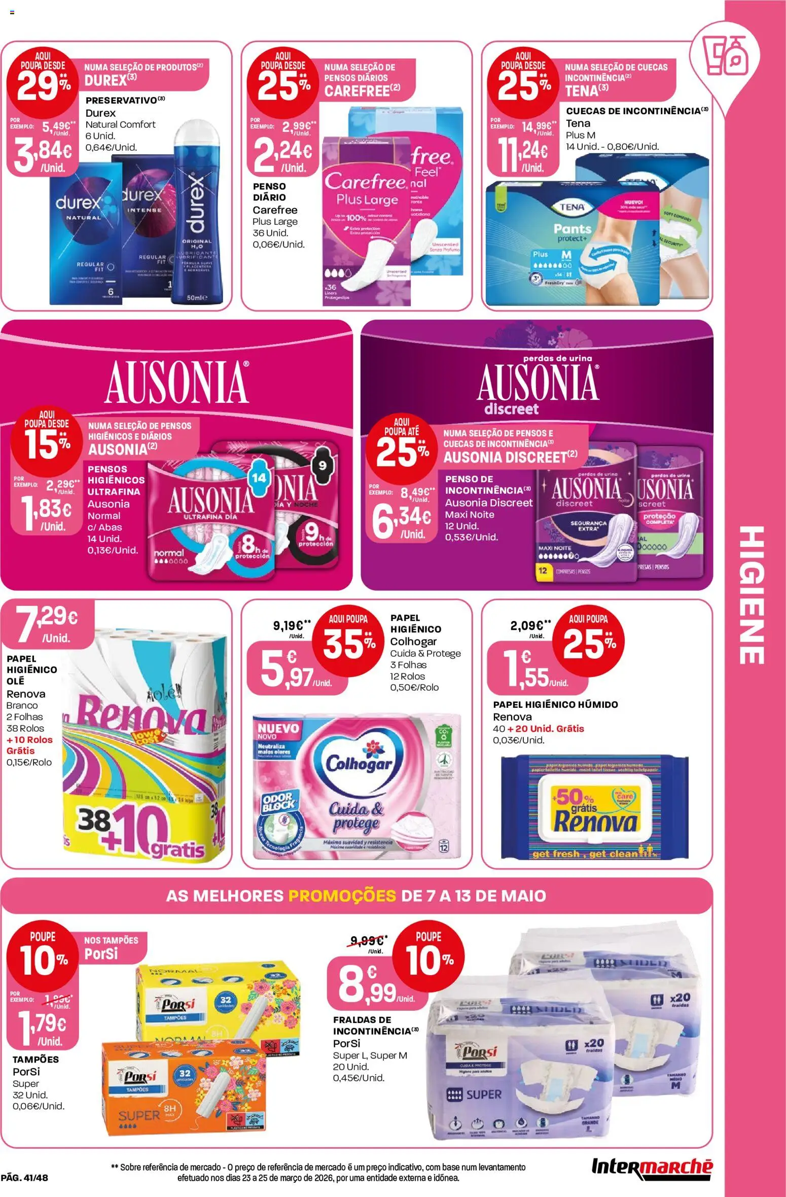 Intermarché folheto │ válido de 07.05.2026 | Página: 41 | Produtos: Papel higiénico, Fraldas, Base, Cuecas