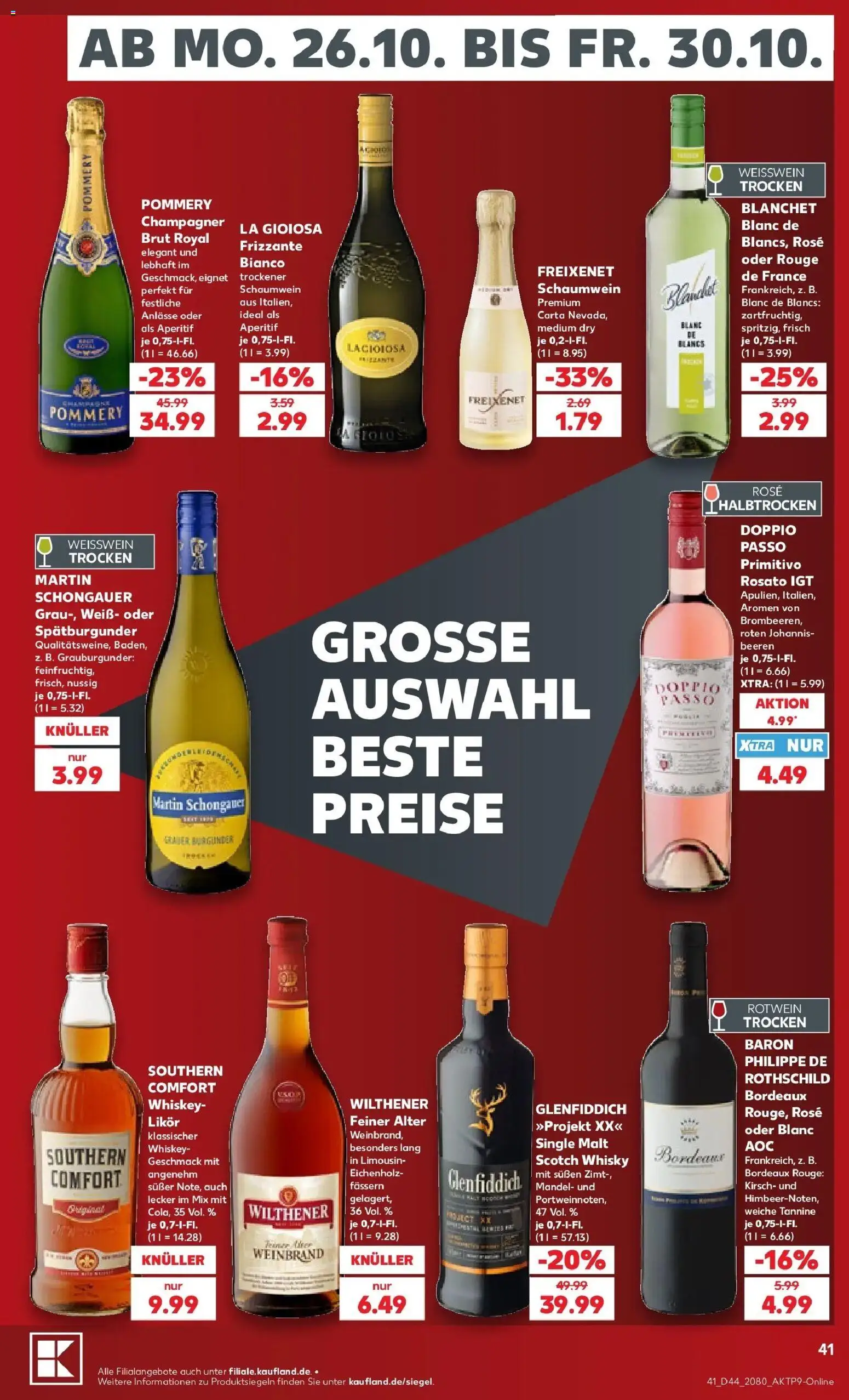 Prospekt Kaufland ab 26.10.2026 » Angebote Online zum Blättern | Seite: 41 | Produkte: Whisky, Wilthener, Freixenet, Rotwein trocken