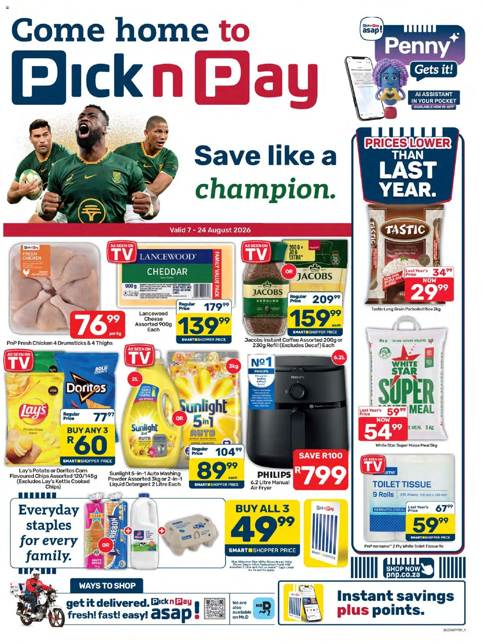 New Pick n Pay catalogue – valid from 07/08/2026 | Page: 1 | Products: Corn, Cheese, Powder, Detergent