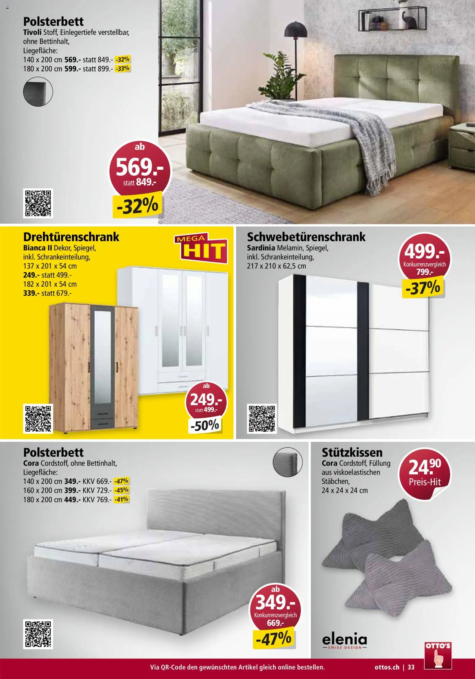Otto's Aktionen Möbelflyer – gültig ab 01.07.2026 | Seite: 33 | Produkte: Schwebetürenschrank, Polsterbett, Drehtürenschrank