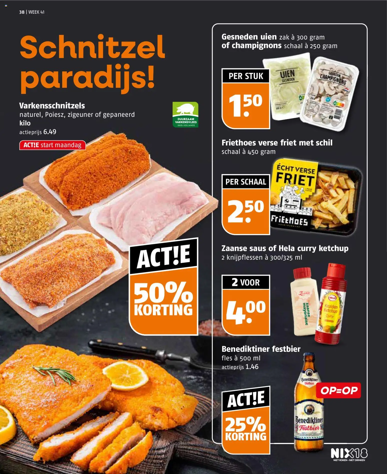 {H1} | Pagina: 38 | Producten: Varkensvlees, Schnitzel, Friet, Mayonaise