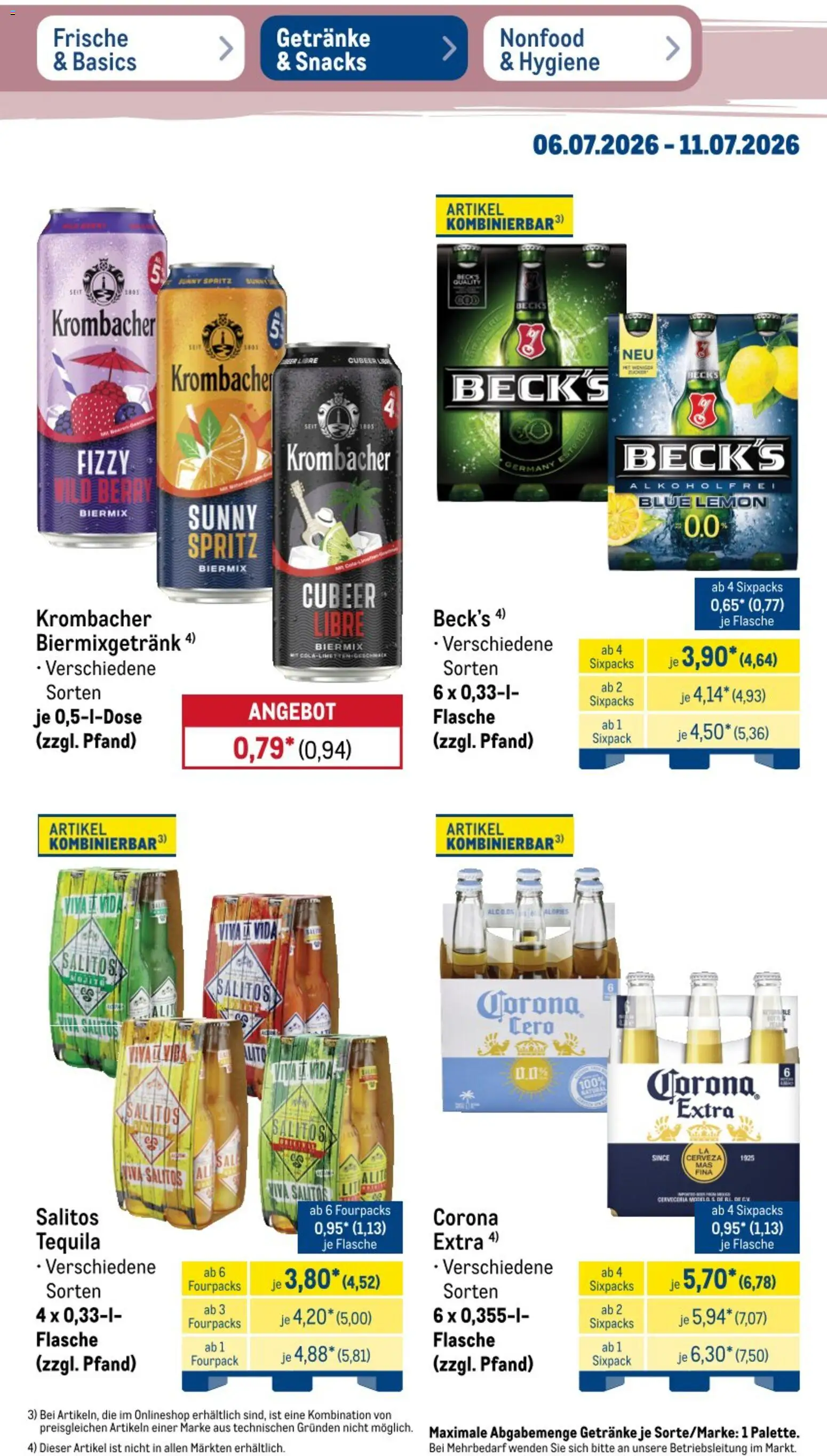 Metro Non Food & Hygiene – gültig ab 06.07.2026 | Seite: 23 | Produkte: Tequila, Krombacher