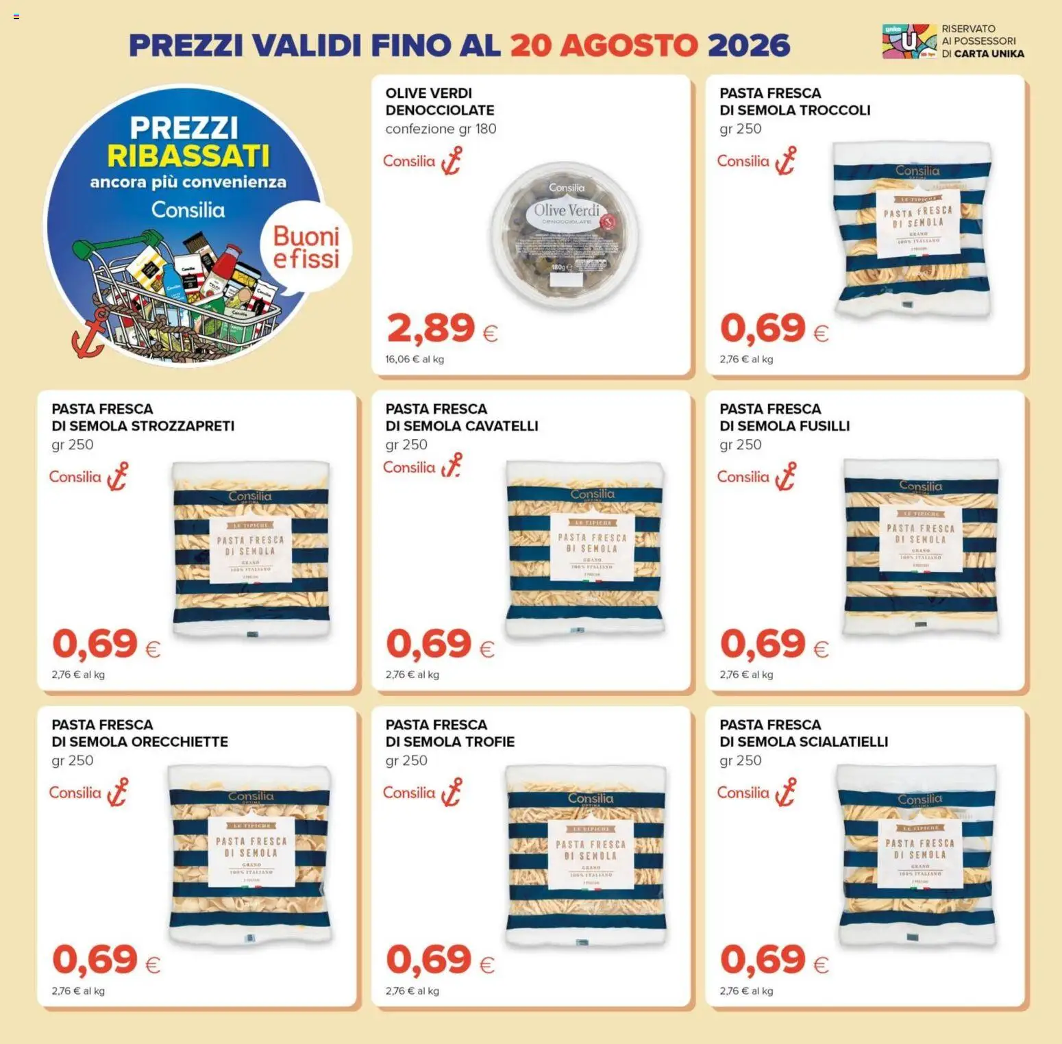 Volantino Tigre del 18.06.2026 | Pagina: 4 | Prodotti: Olive, Pasta, Fusilli, Orecchiette