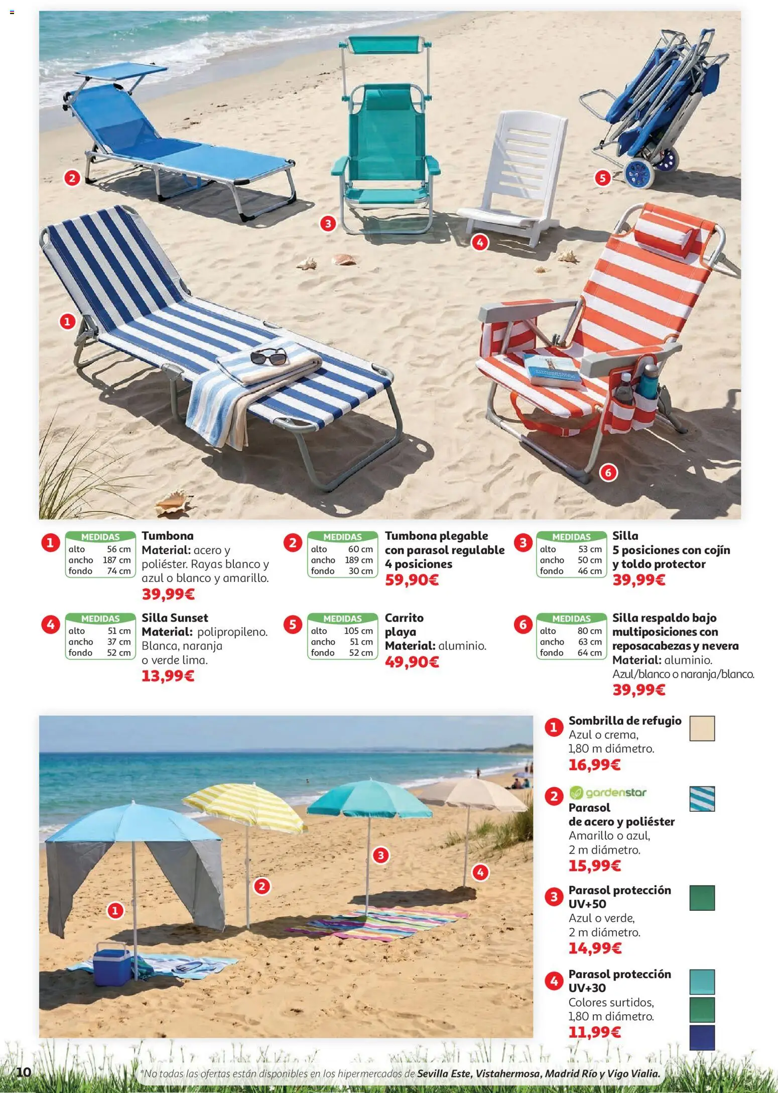 Alcampo Aire Libre HG │ válido desde el 28.05.2026 | Página: 10 | Productos: Sombrilla, Nevera, Cojín, Silla
