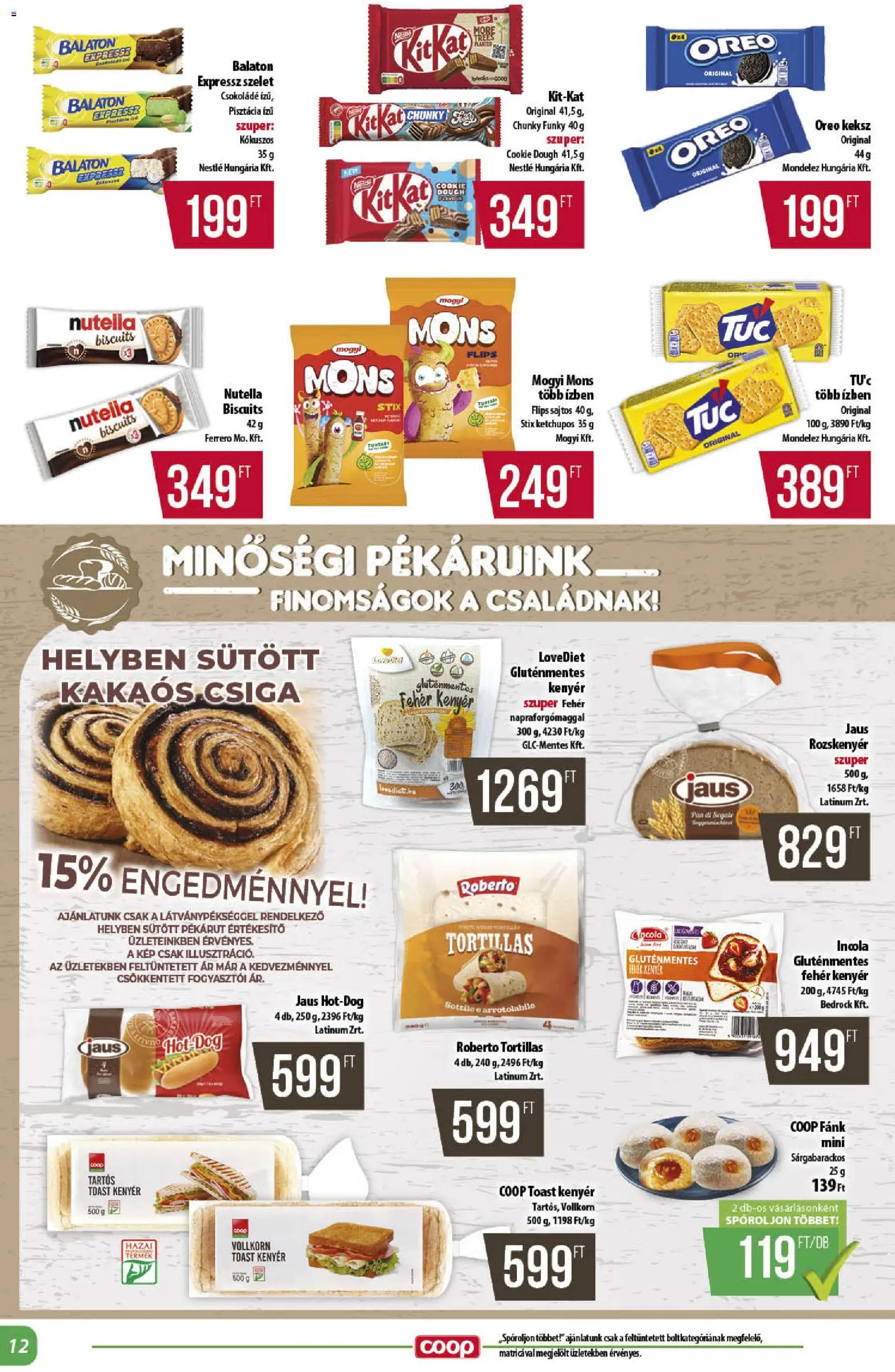 COOP akciós ujság - amely érvényes a következő dátumtól: 25.06.2026 | Oldal: 12 | Termékek: Rozskenyér, Kenyér, Kakaós csiga, Keksz