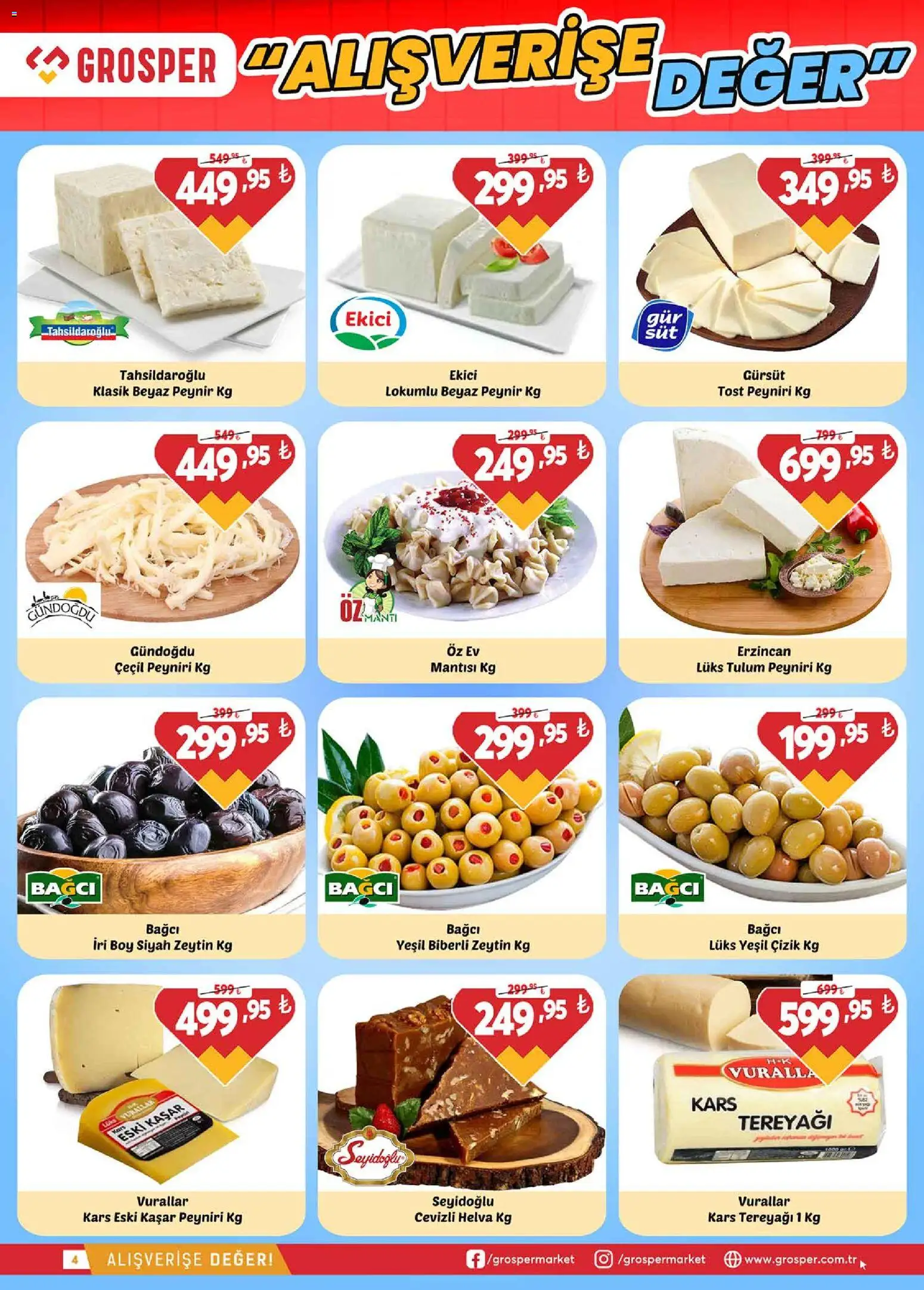 Grosper Katalog - 06.05.2026 tarihinden itibaren geçerlidir | Sayfa: 4 | Ürünler: Peynir, Ekici, Tulum, Zeytin