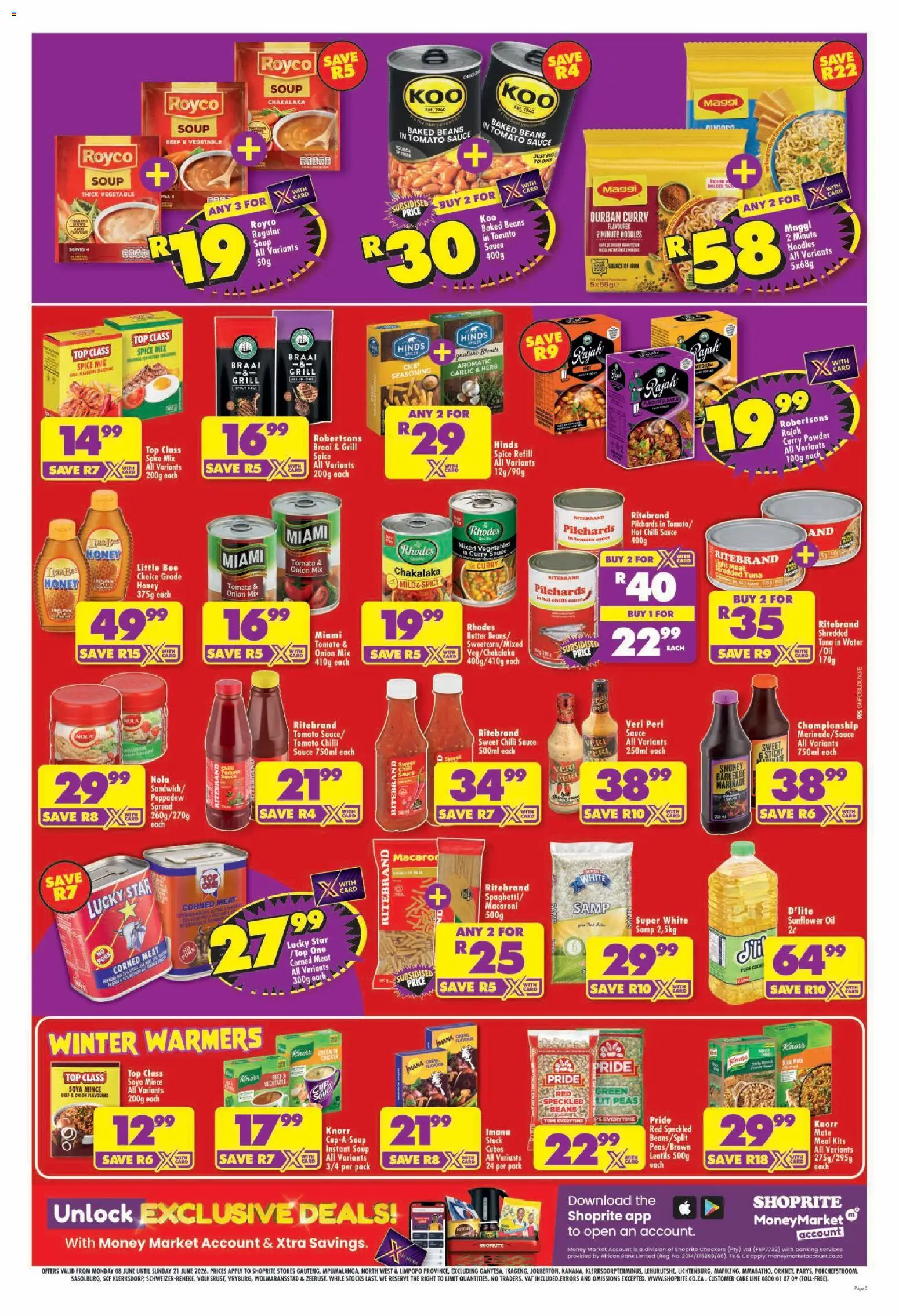 New Shoprite catalogue – valid from 08.06.2026 | Page: 5 | Products: Iron, Tomato sauce, Soya mince, Spices